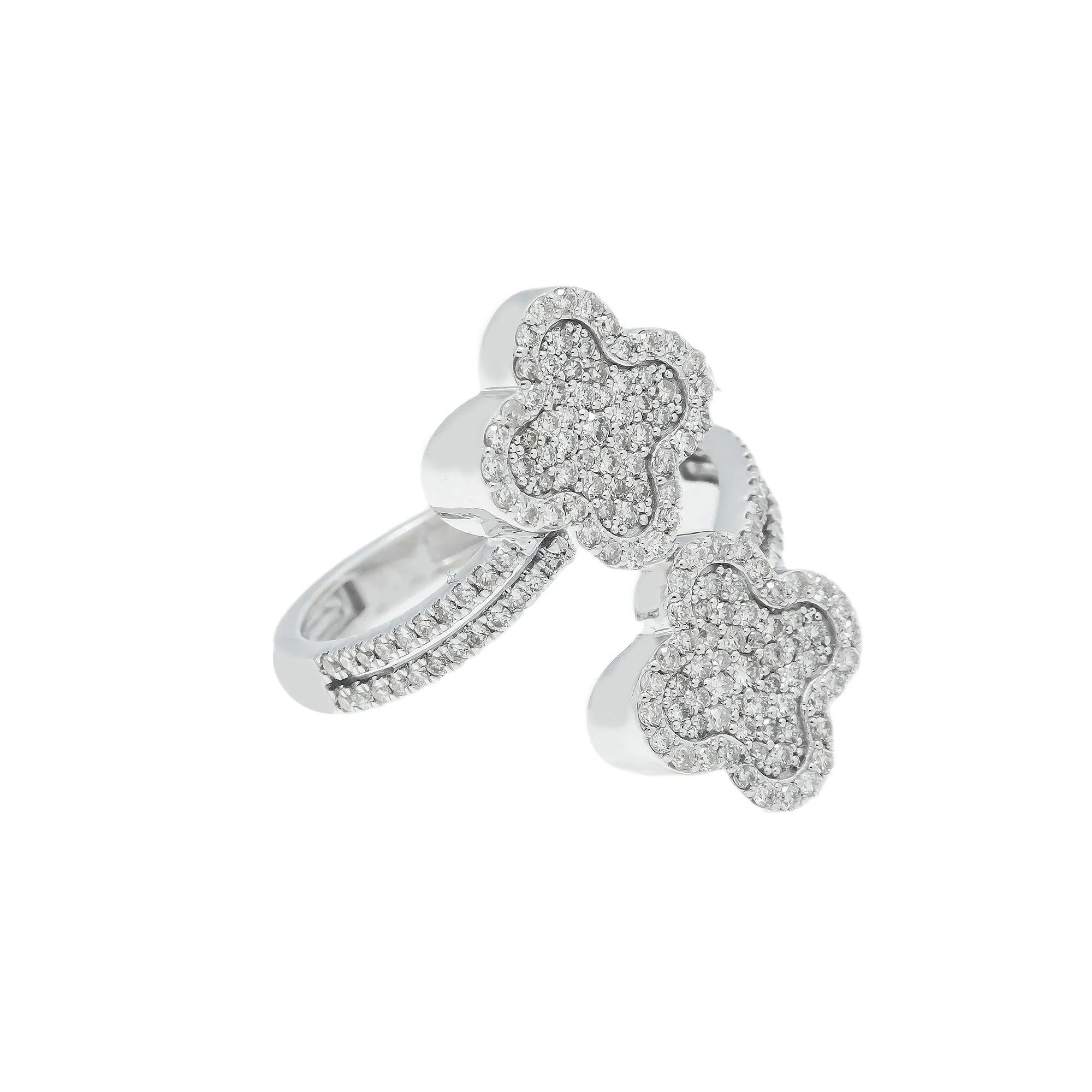 10K GOLD ROUND DIAMOND OPEN DOUBLE CLOVER RING 0.88 CT - Image 3