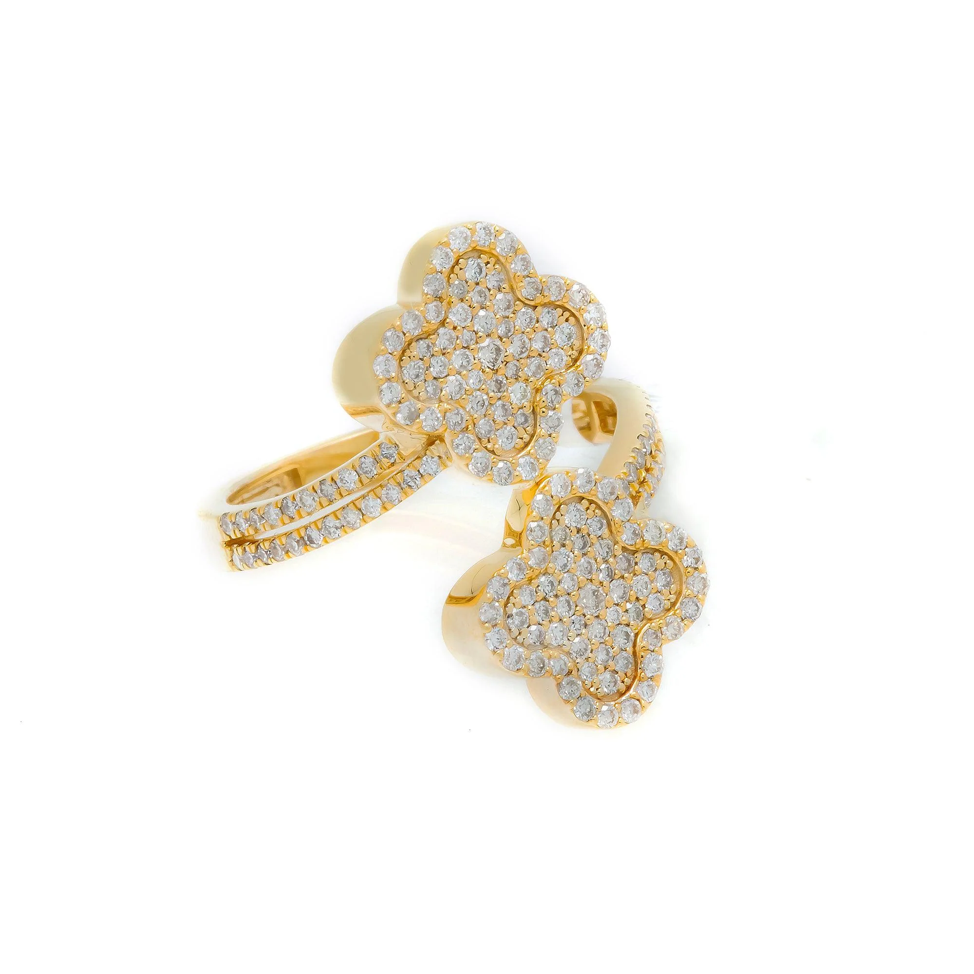 10K GOLD ROUND DIAMOND OPEN DOUBLE CLOVER RING 0.88 CT - Image 7