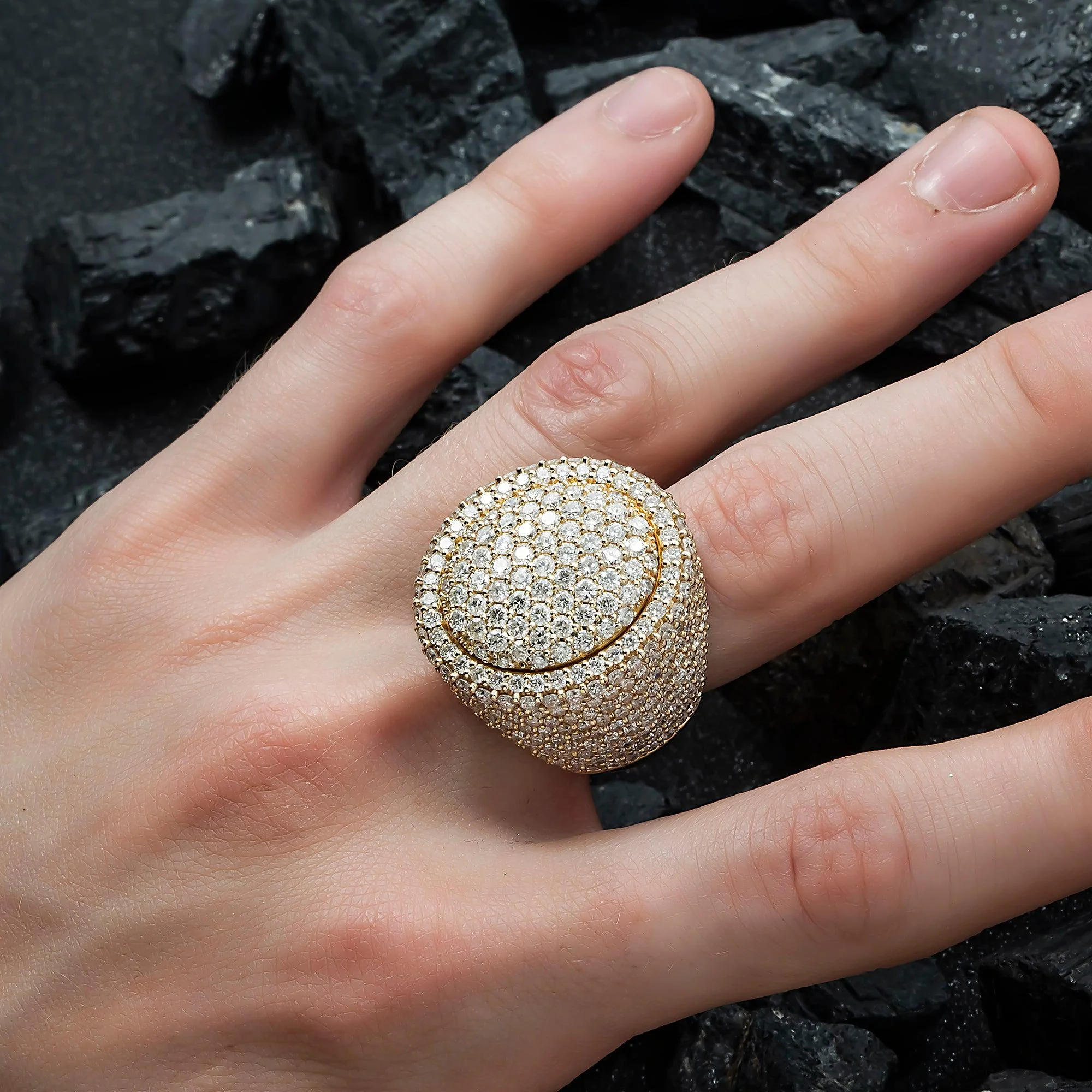 10K GOLD ROUND DIAMOND OVAL SHAPED STATEMENT RING 10.50 CT - Image 2