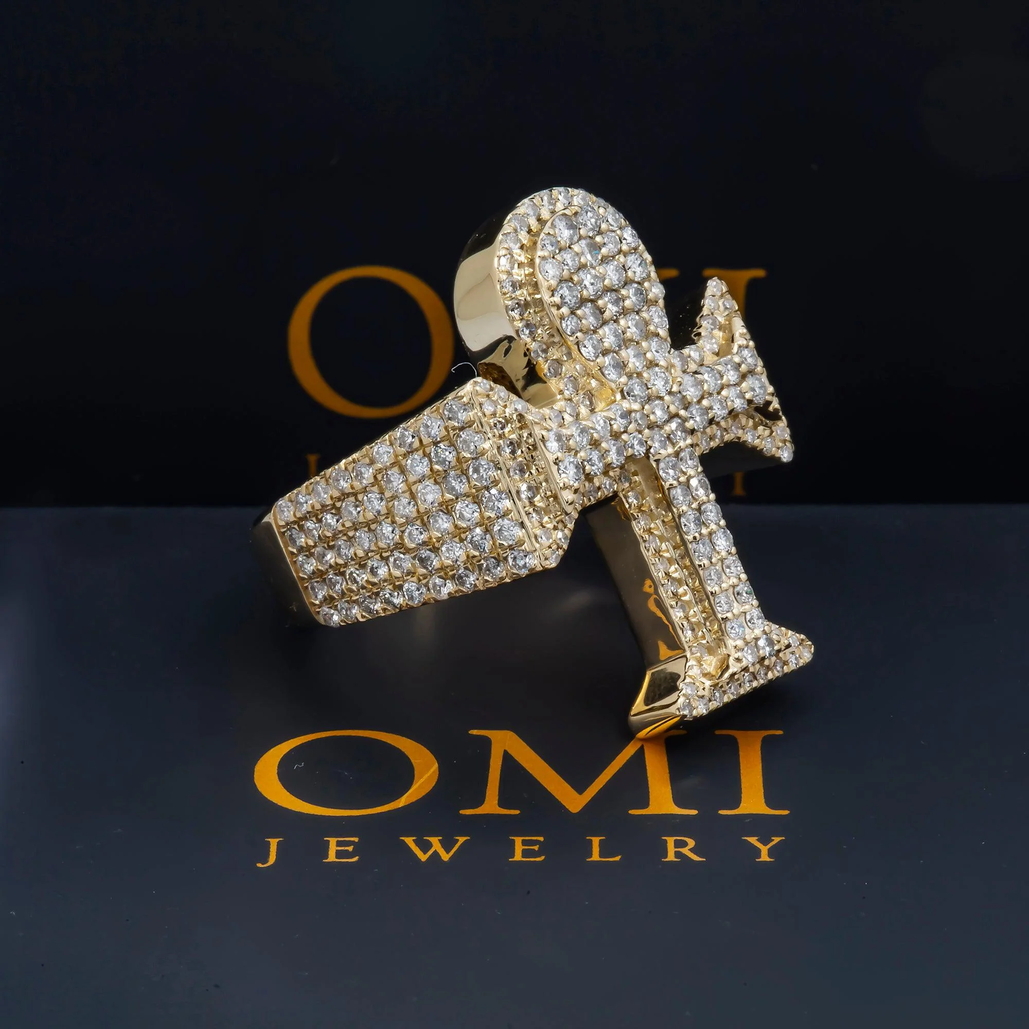 10K GOLD ROUND DIAMOND ROUNDED CROSS STATEMENT RING 2.50 CT - Image 4