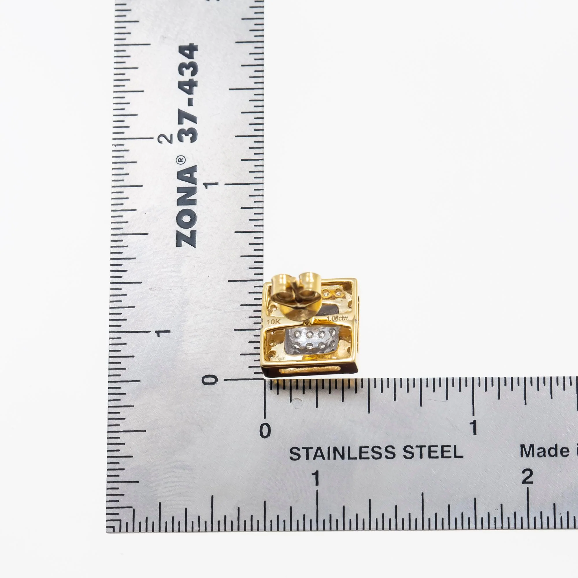 10K GOLD ROUND DIAMOND SQUARE EARRINGS 1.08 CTW - Image 4