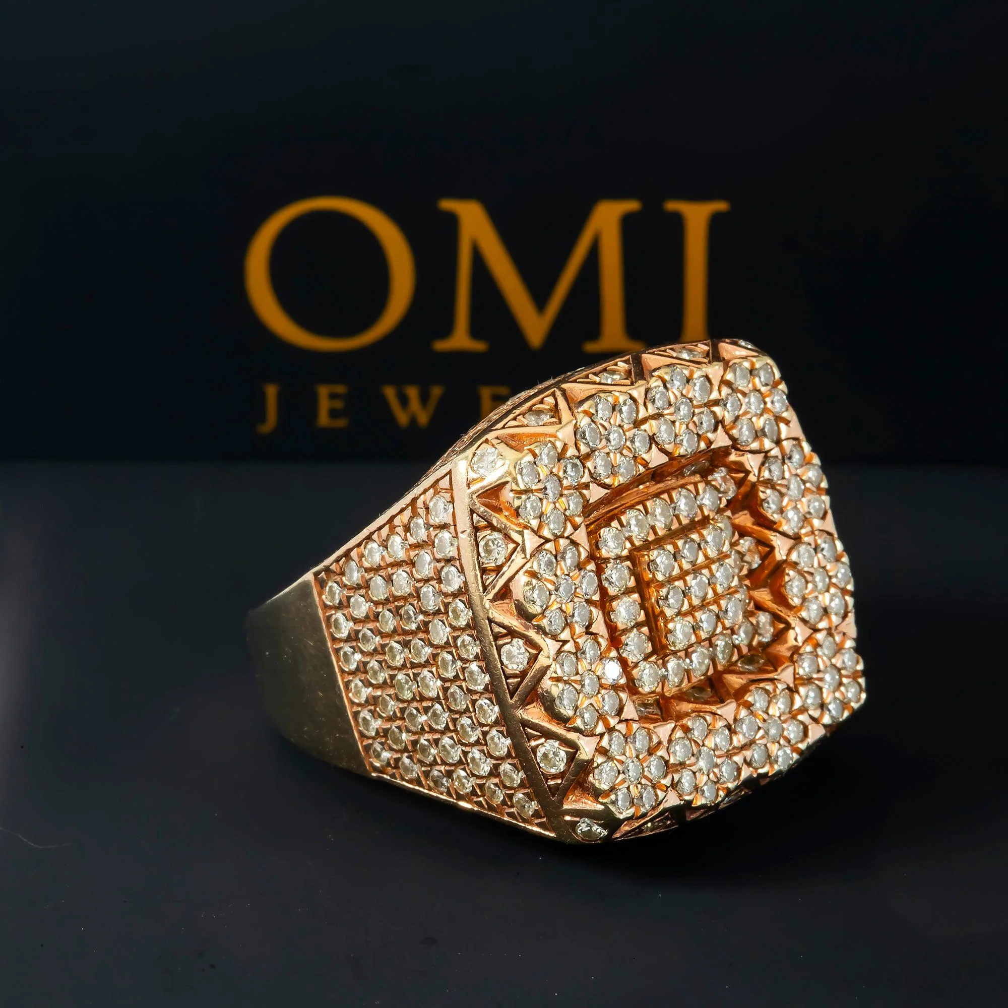 10K GOLD ROUND DIAMOND SQUARE SHAPE STATEMENT RING 4.14 CT - Image 4