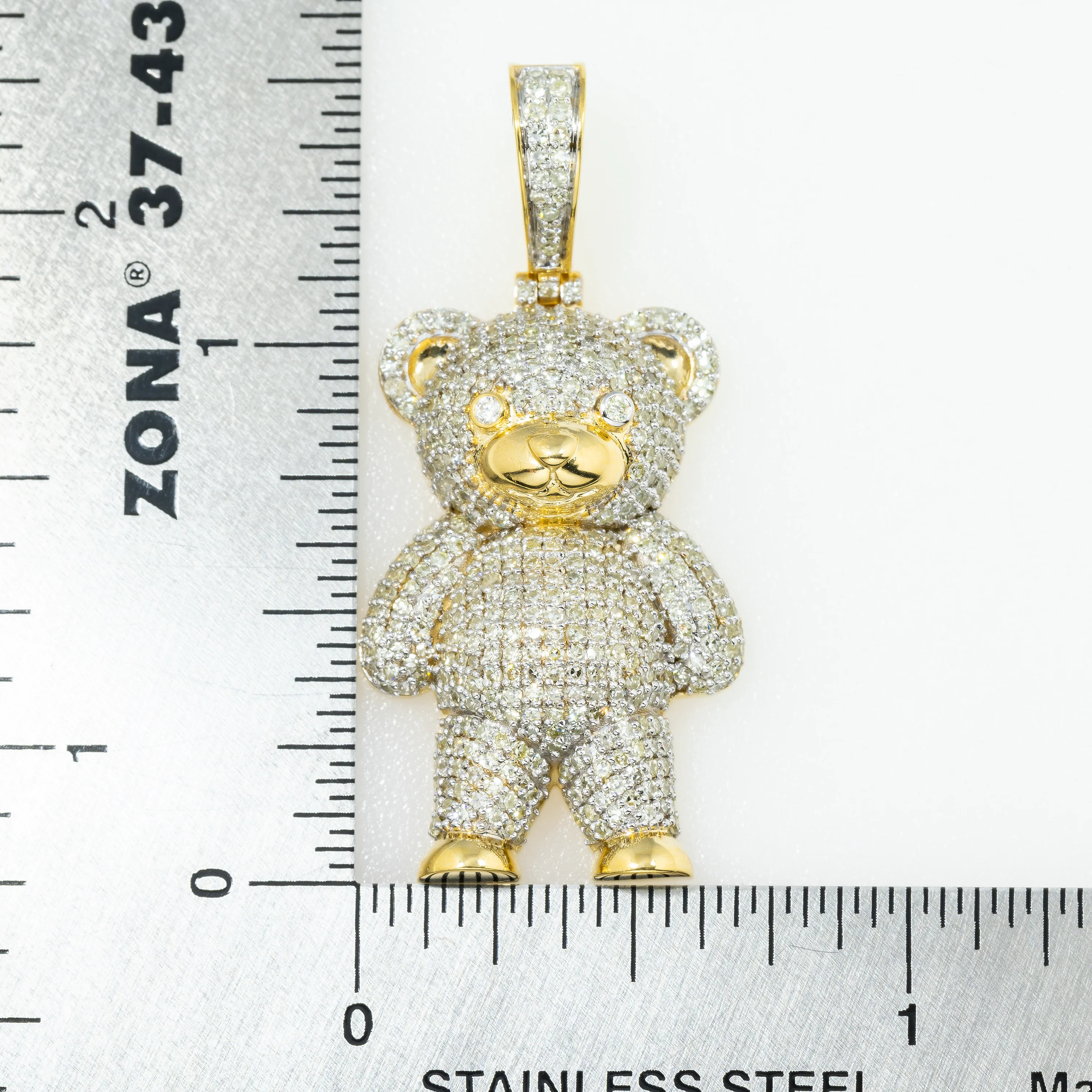 10K GOLD ROUND DIAMOND TEDDY BEAR PENDANT 1.32 CT - Image 4