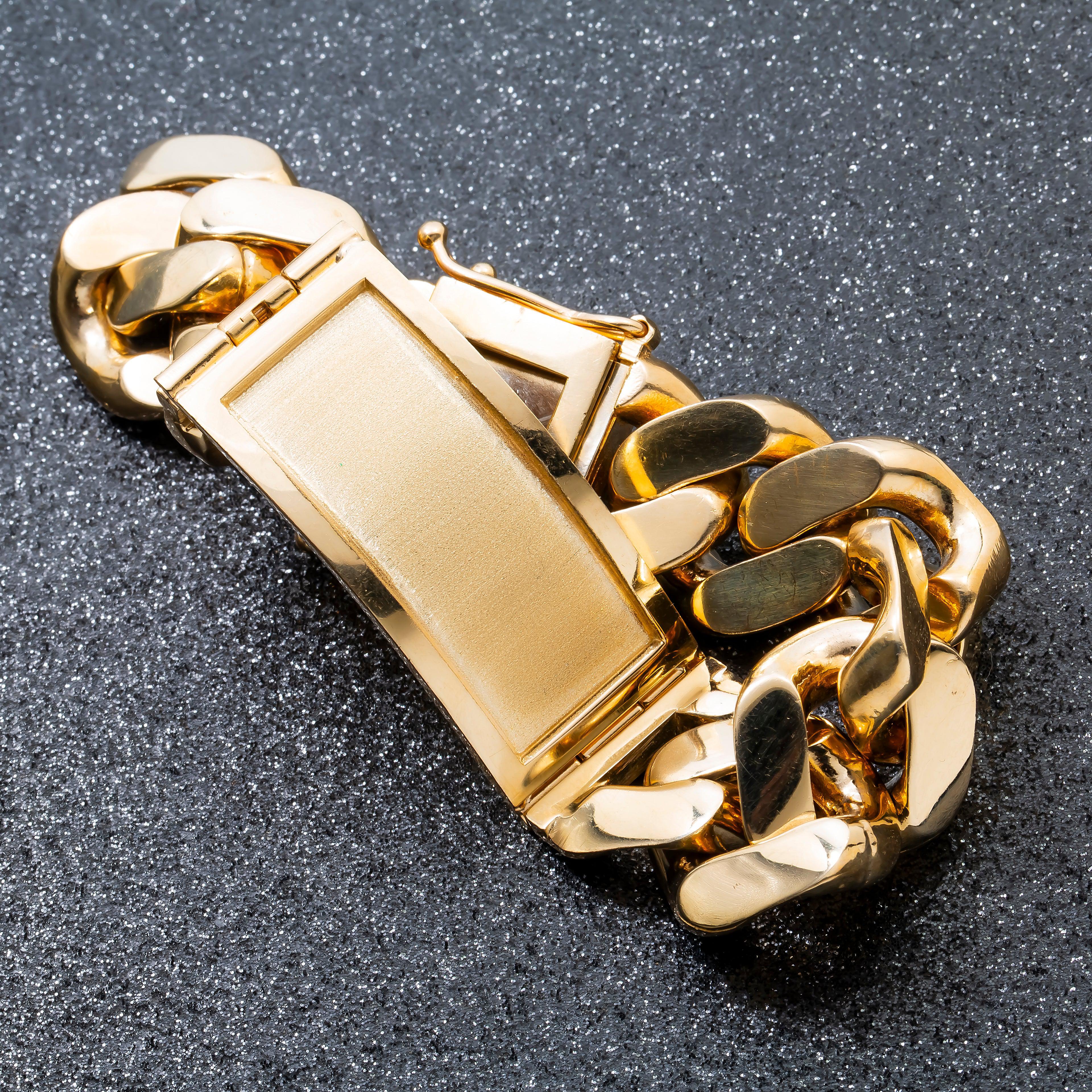 10K GOLD SOLID 24MM CUBAN LINK ID BRACELET - Image 4
