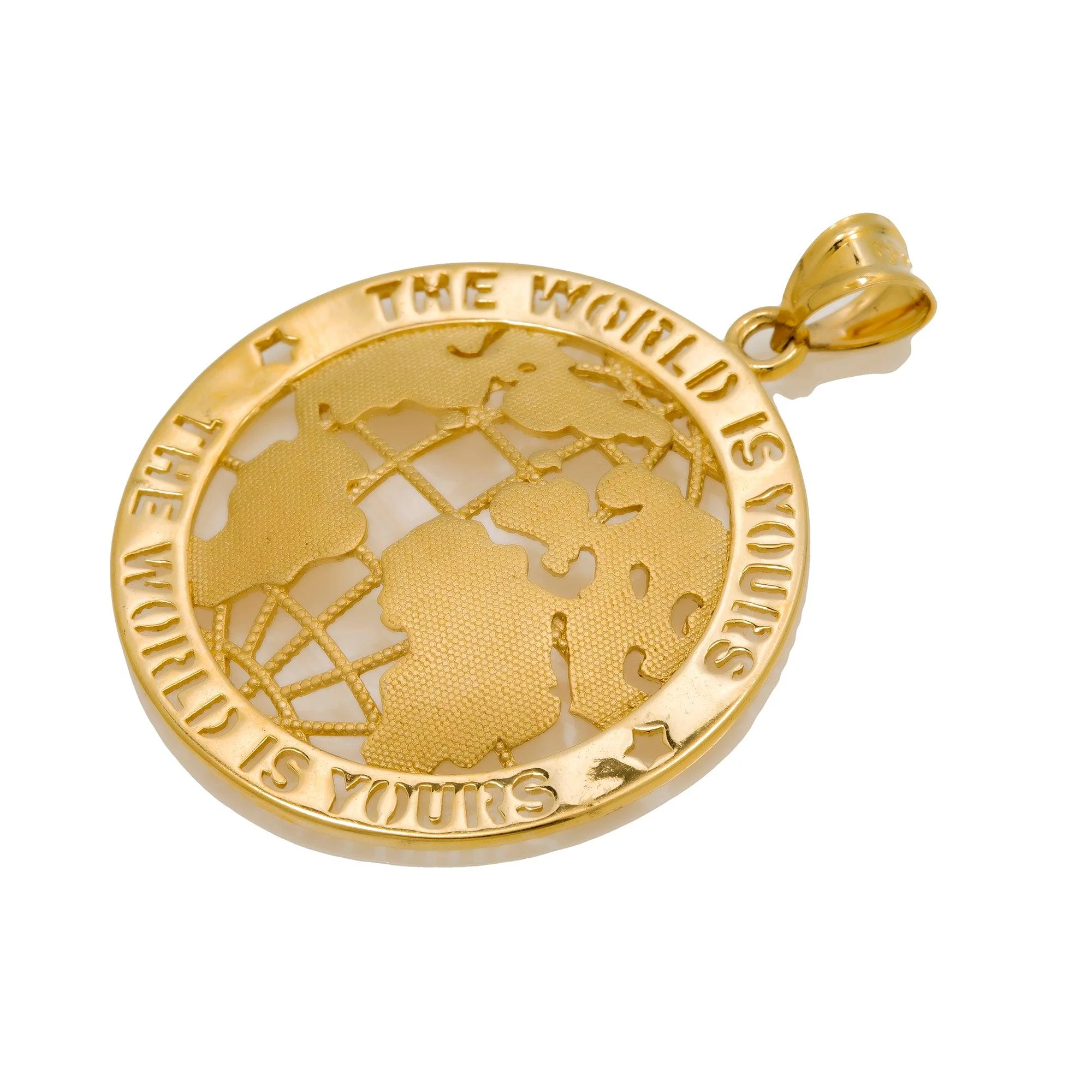 10K GOLD THE WORLD IS YOURS PENDANT 1.75" - Image 2