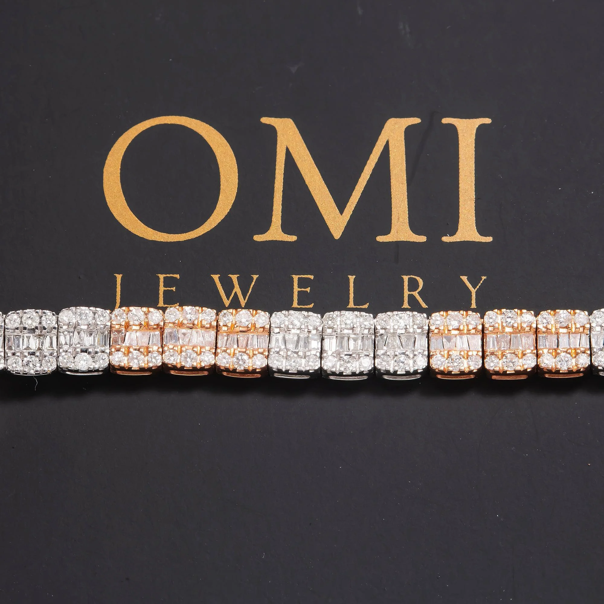 10K GOLD TWO TONE BAGUETTE DIAMOND CHAIN 9.40 CT - Image 2