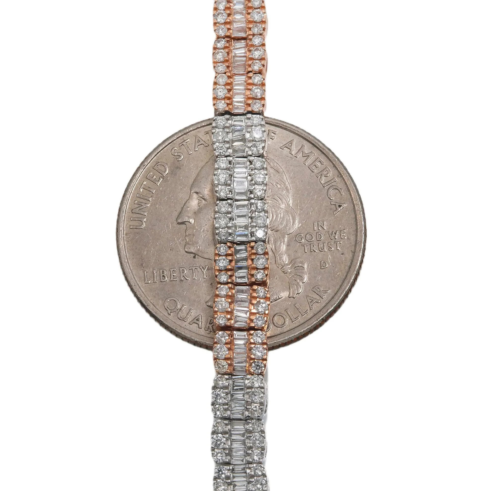 10K GOLD TWO TONE BAGUETTE DIAMOND CHAIN 9.40 CT - Image 5