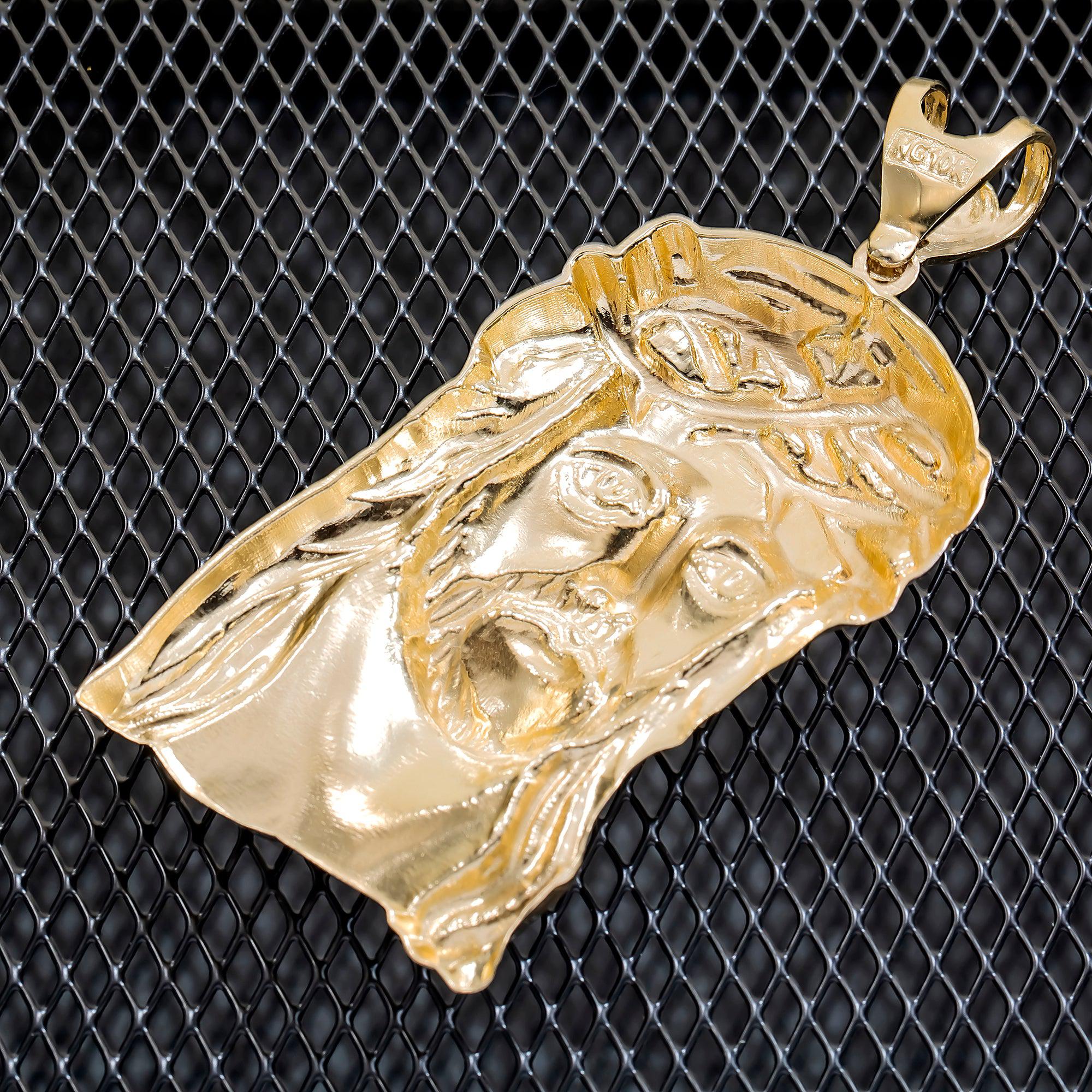 10K GOLD TWO TONE JESUS HEAD PENDANT 24.9G - Image 3