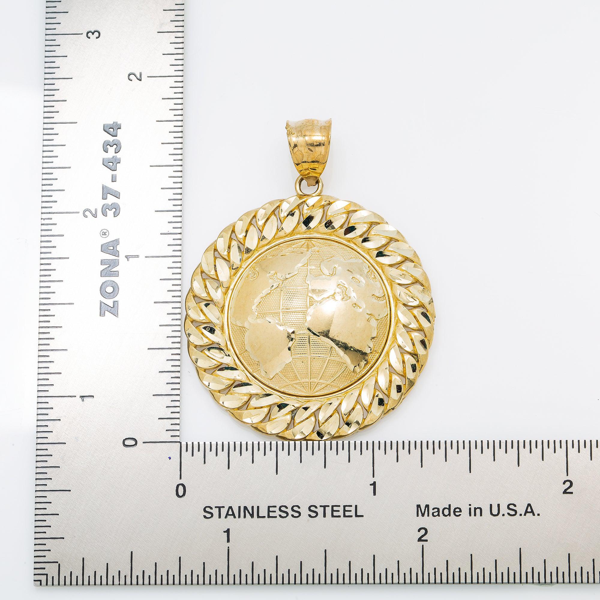 10K GOLD WORLD COIN PENDANT 1.75" - Image 4