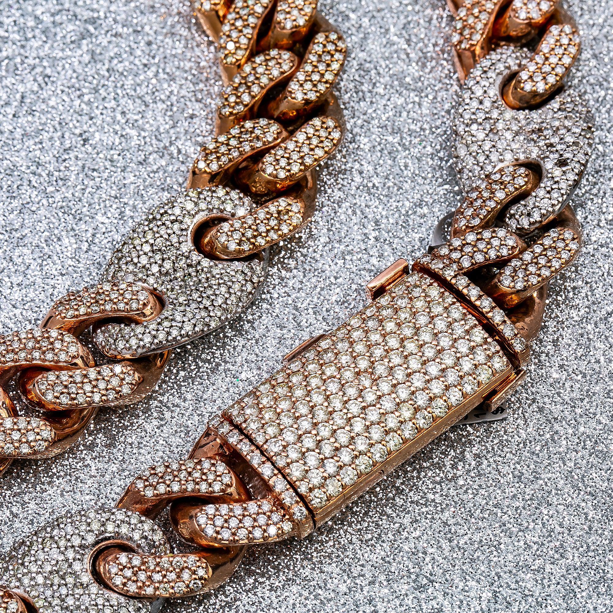 10K ROSE AND WHITE GOLD 21" | 19MM CUBAN CHAIN WITH 35 CT DIAMONDS - Image 2