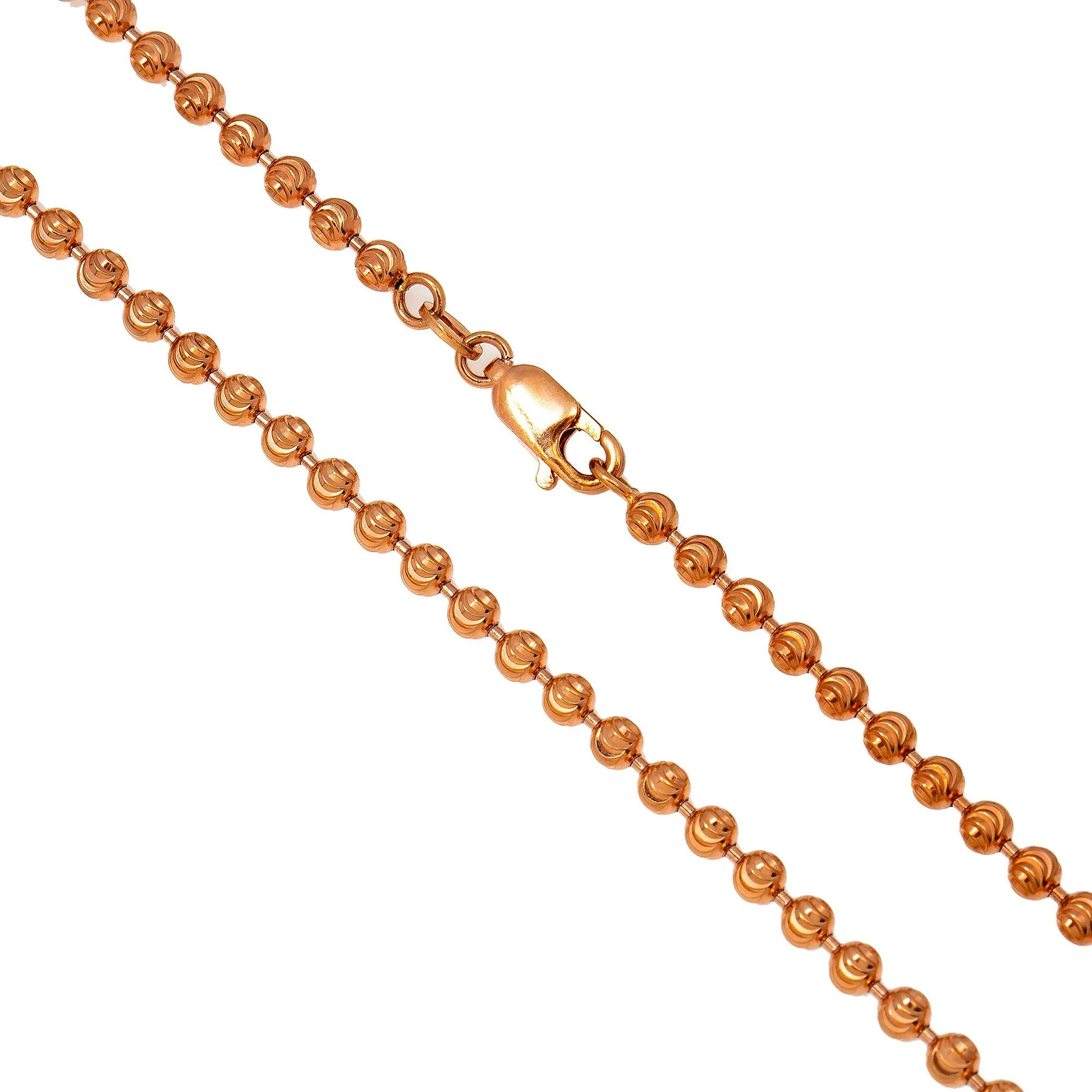 10k Rose Gold 2.3mm Moon Bead Chain Available In Sizes 18"-27" - Image 3