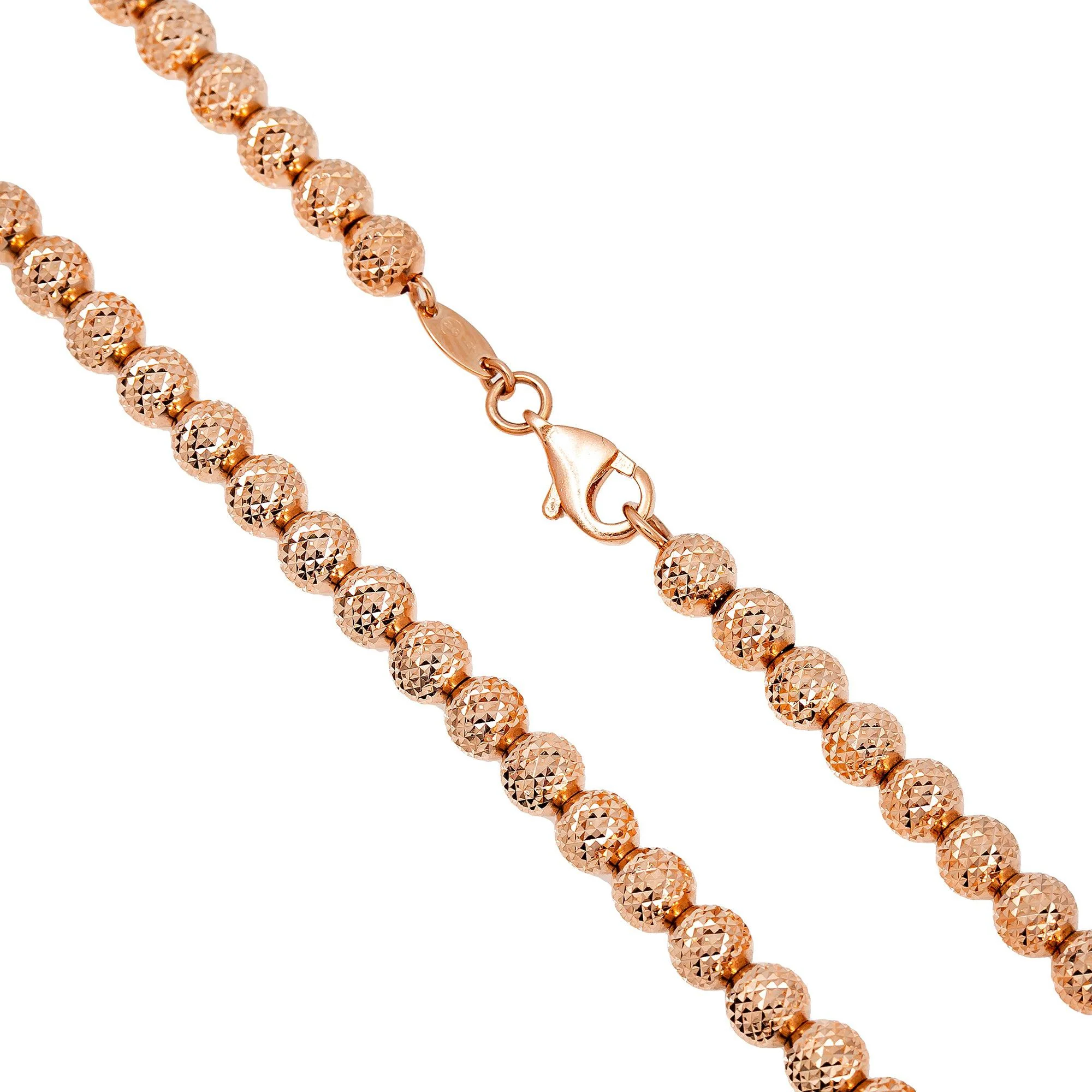 10k Rose Gold 4mm Moon Bead Chain Available In Sizes 18"-28" - Image 3