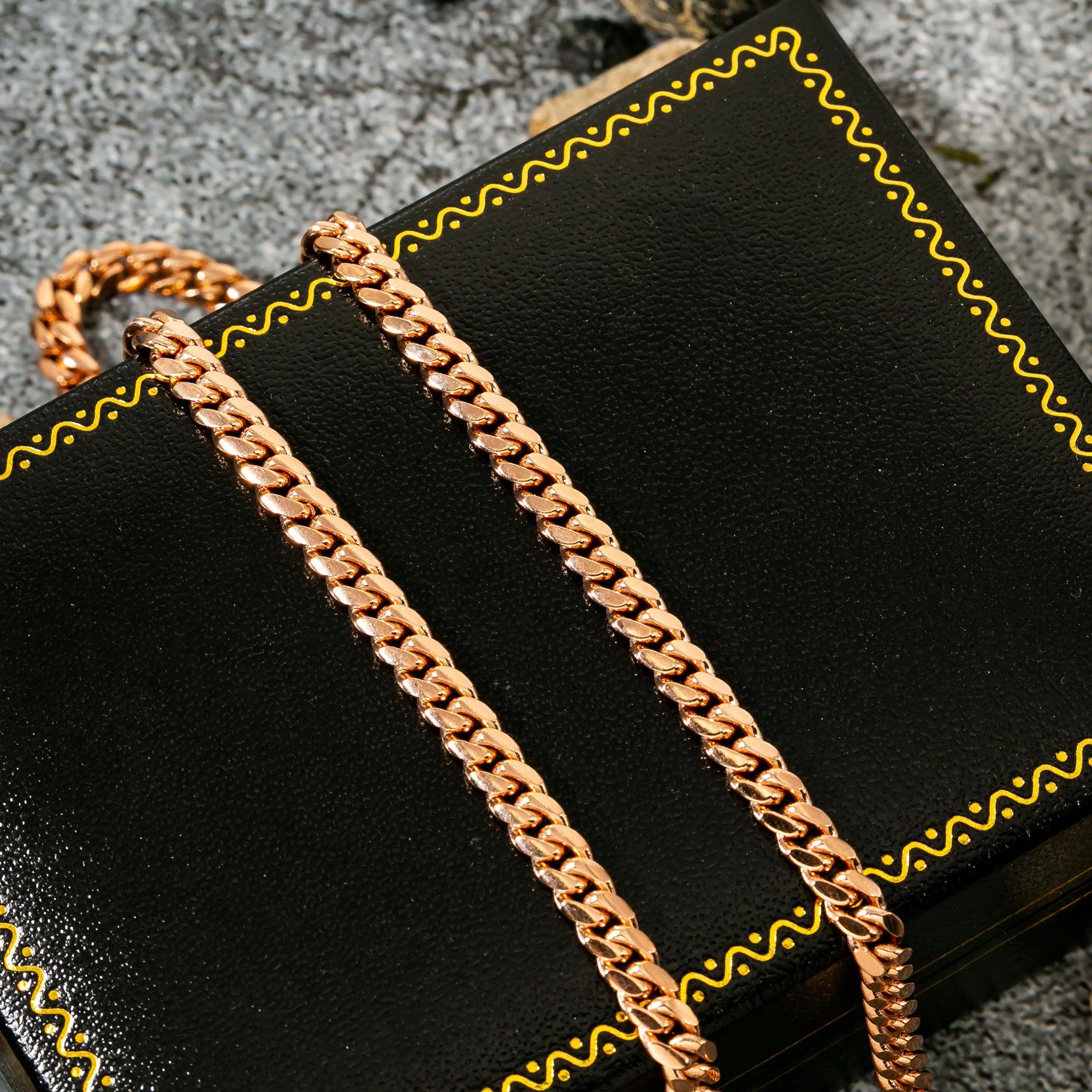 10k Rose Gold 5mm Solid Miami Cuban Chain Available In Sizes 16"-26" - Image 2