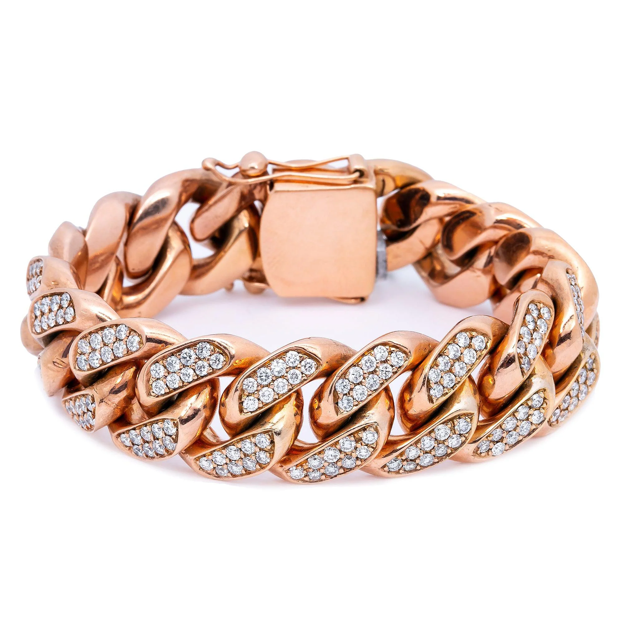10K ROSE GOLD 9.5" CUBAN BRACELET WITH 13.00 CT DIAMONDS - Image 3