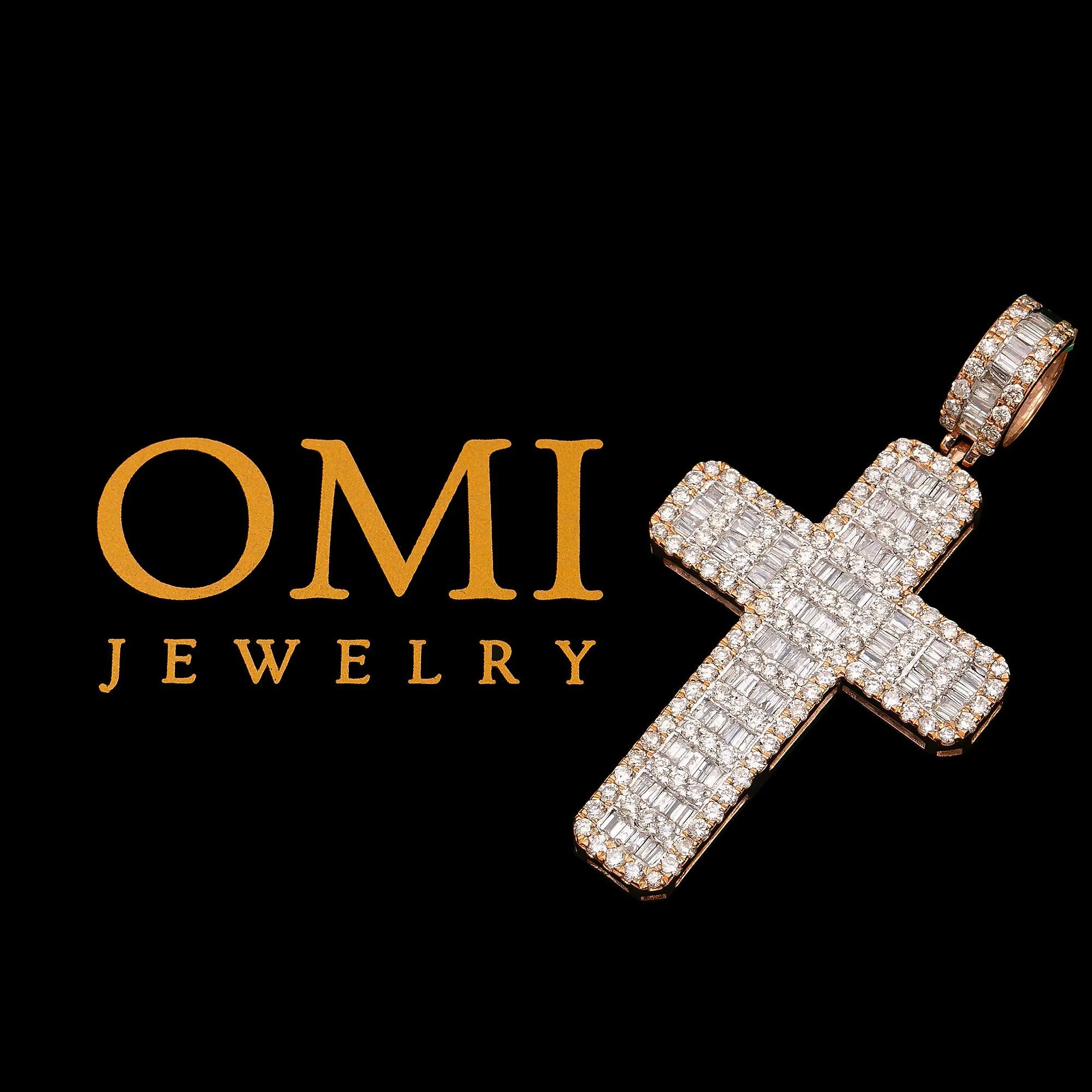 10K ROSE GOLD CROSS PENDANT WITH 3.60 CT DIAMONDS - Image 2