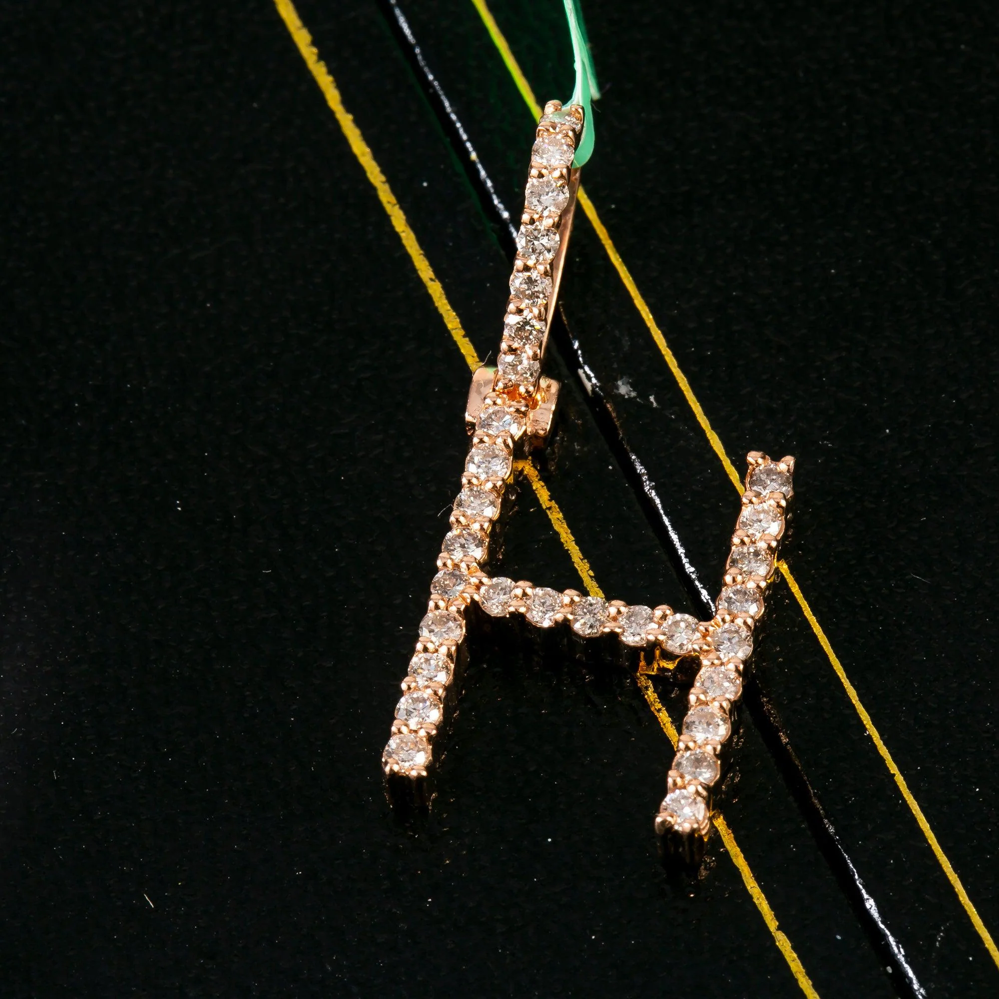 10K ROSE GOLD LETTER H PENDANT WITH 1.50 CT DIAMONDS - Image 2