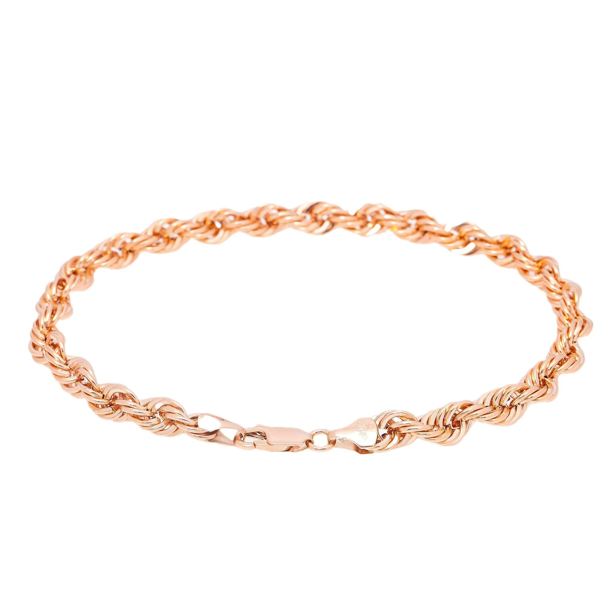 HOLLOW 10K ROSE GOLD ROPE BRACELET - Image 3