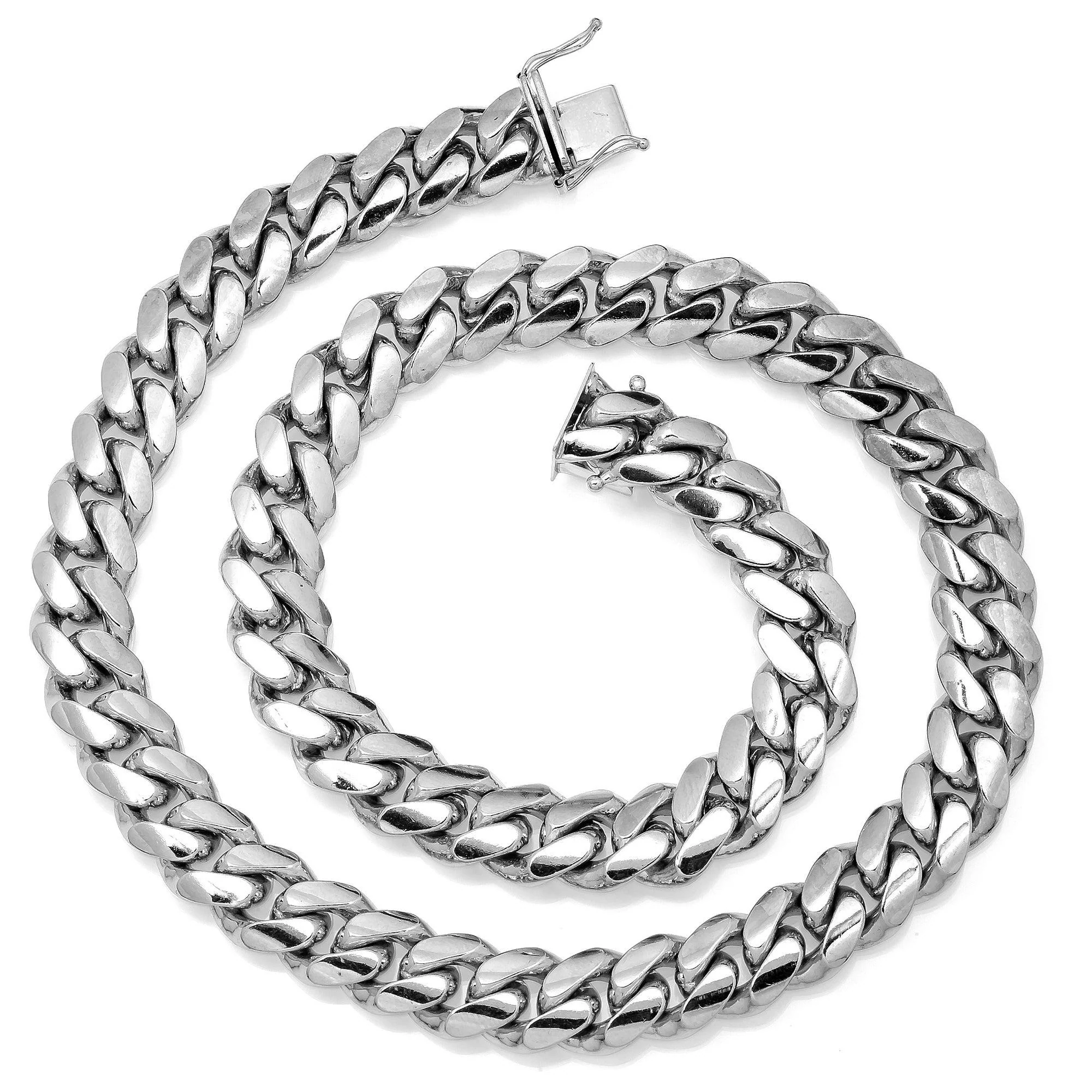 10k White Gold 11mm Solid Cuban Link Chain Available In Sizes 18"-26" - Image 3