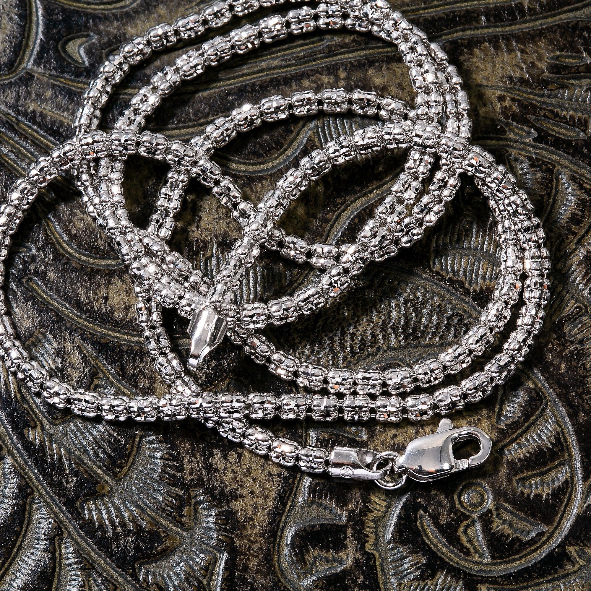 10K White Gold Ice Chain 2.33mm Available In Sizes 18"-26" - Image 6