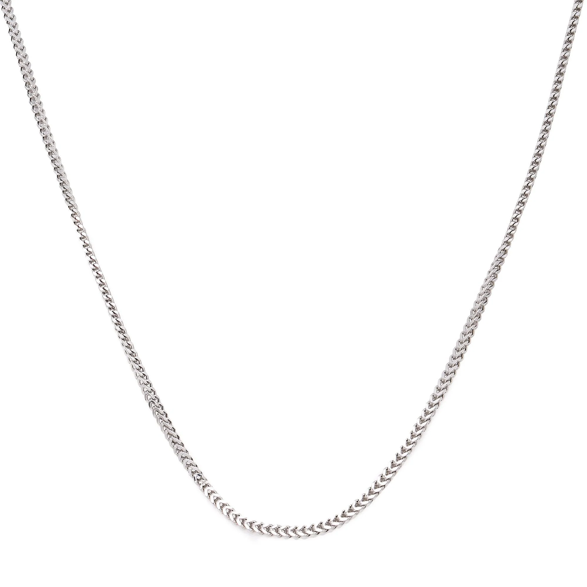 10k White Gold 2mm Hollow franco Chain Available In Sizes 18"-26"