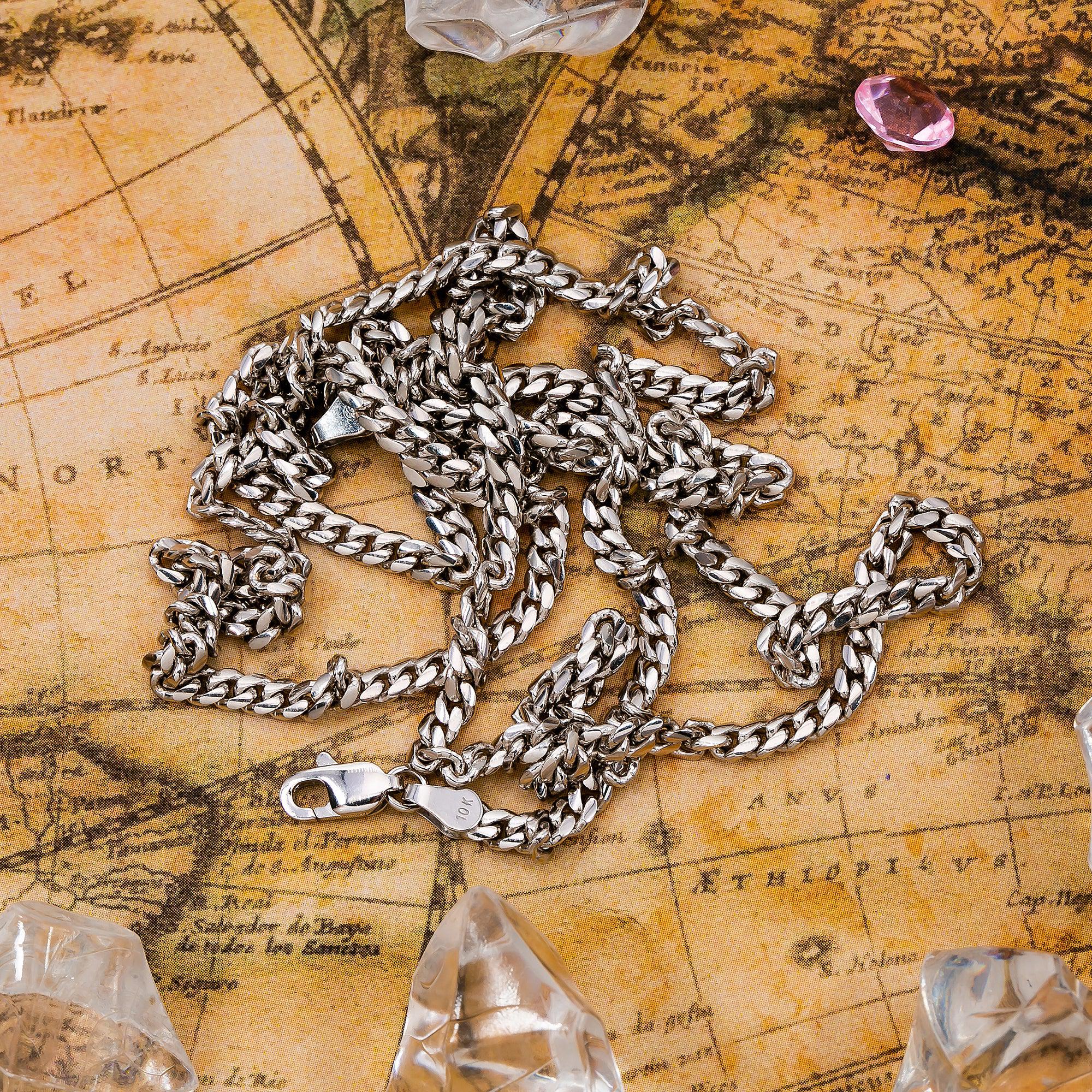 10k White Gold 3mm Solid Cuban Link Chain Available In Sizes 18"-26" - Image 2