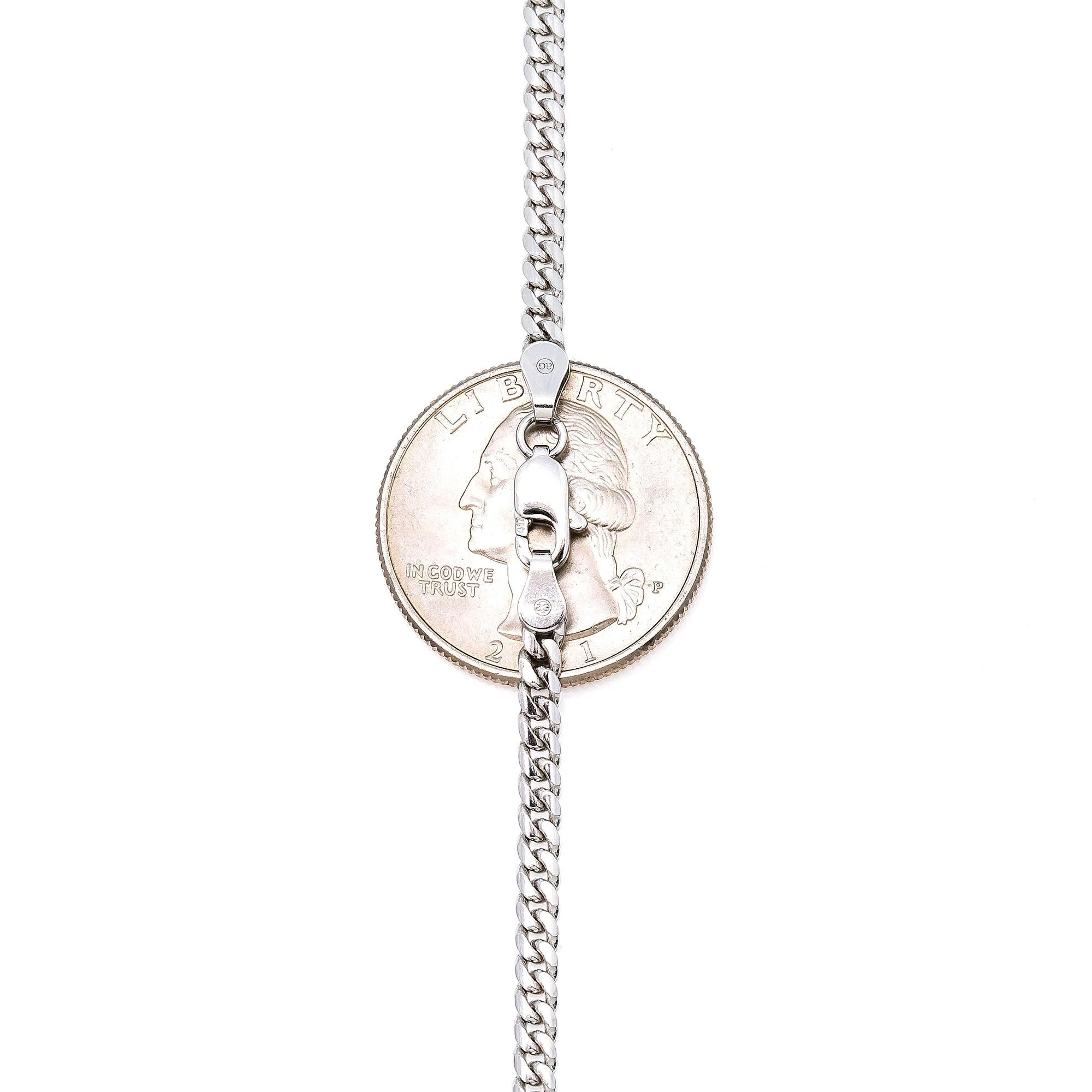 10k White Gold 3mm Solid Cuban Link Chain Available In Sizes 18"-26" - Image 7