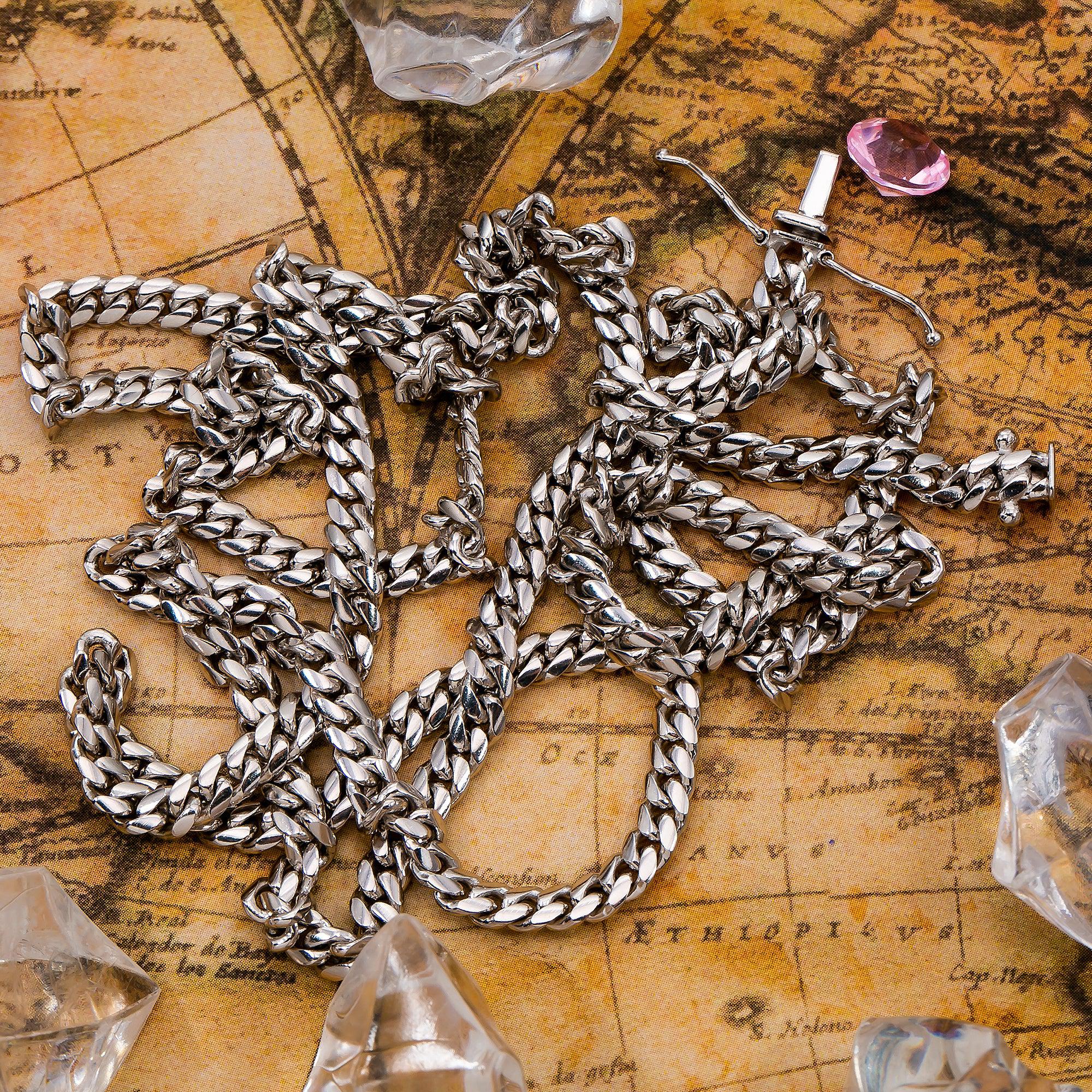 10k White Gold 3mm Solid Cuban Link Chain Available In Sizes 18"-30" - Image 2
