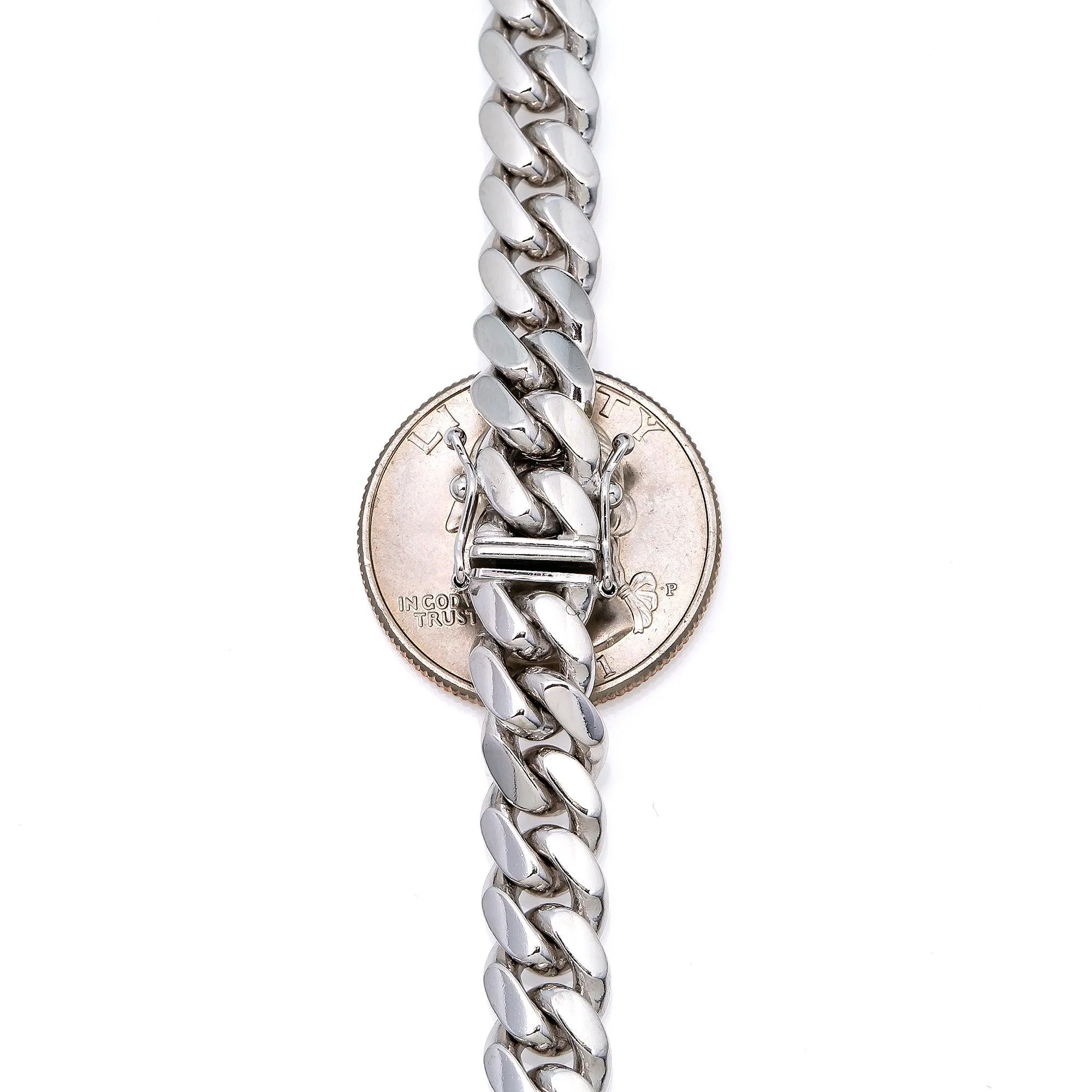 10k White Gold 8mm Solid Cuban Link Chain Available In Sizes 18"-26" - Image 5
