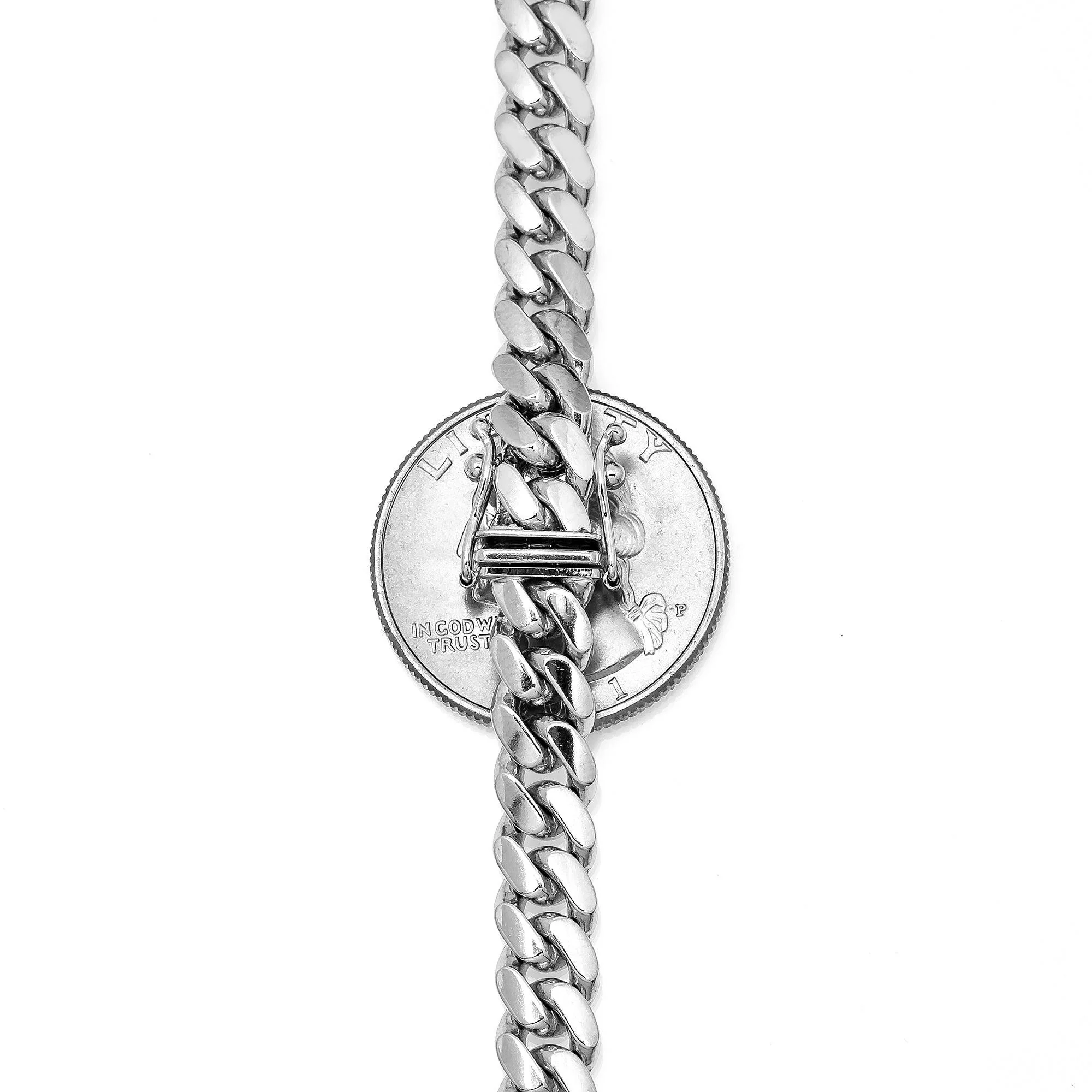 10k White Gold 8mm Solid Cuban Link Chain Available In Sizes 18"-26" - Image 7