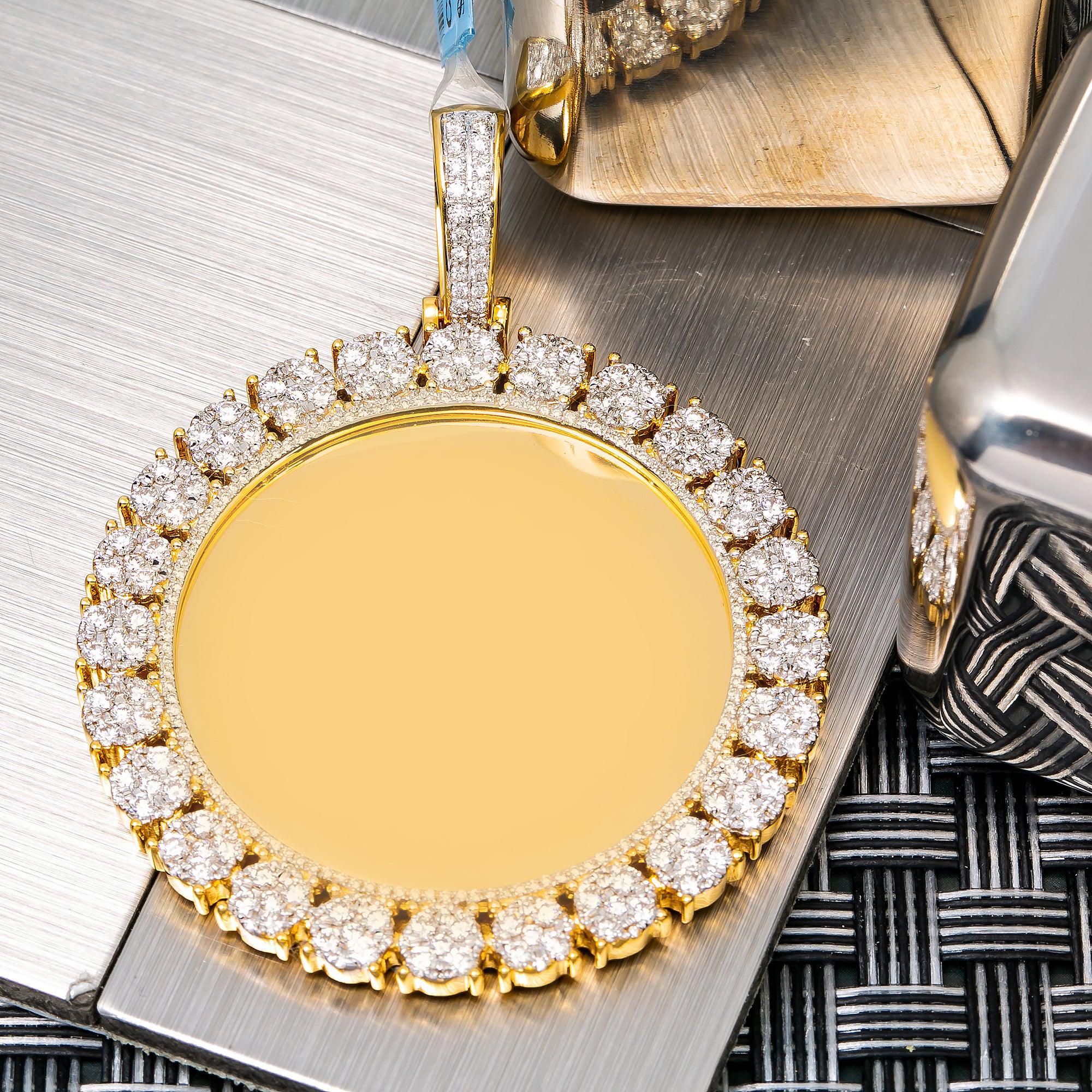 14K WHITE GOLD CIRCLE PICTURE PENDANT WITH 3.85 CT DIAMONDS - Image 2