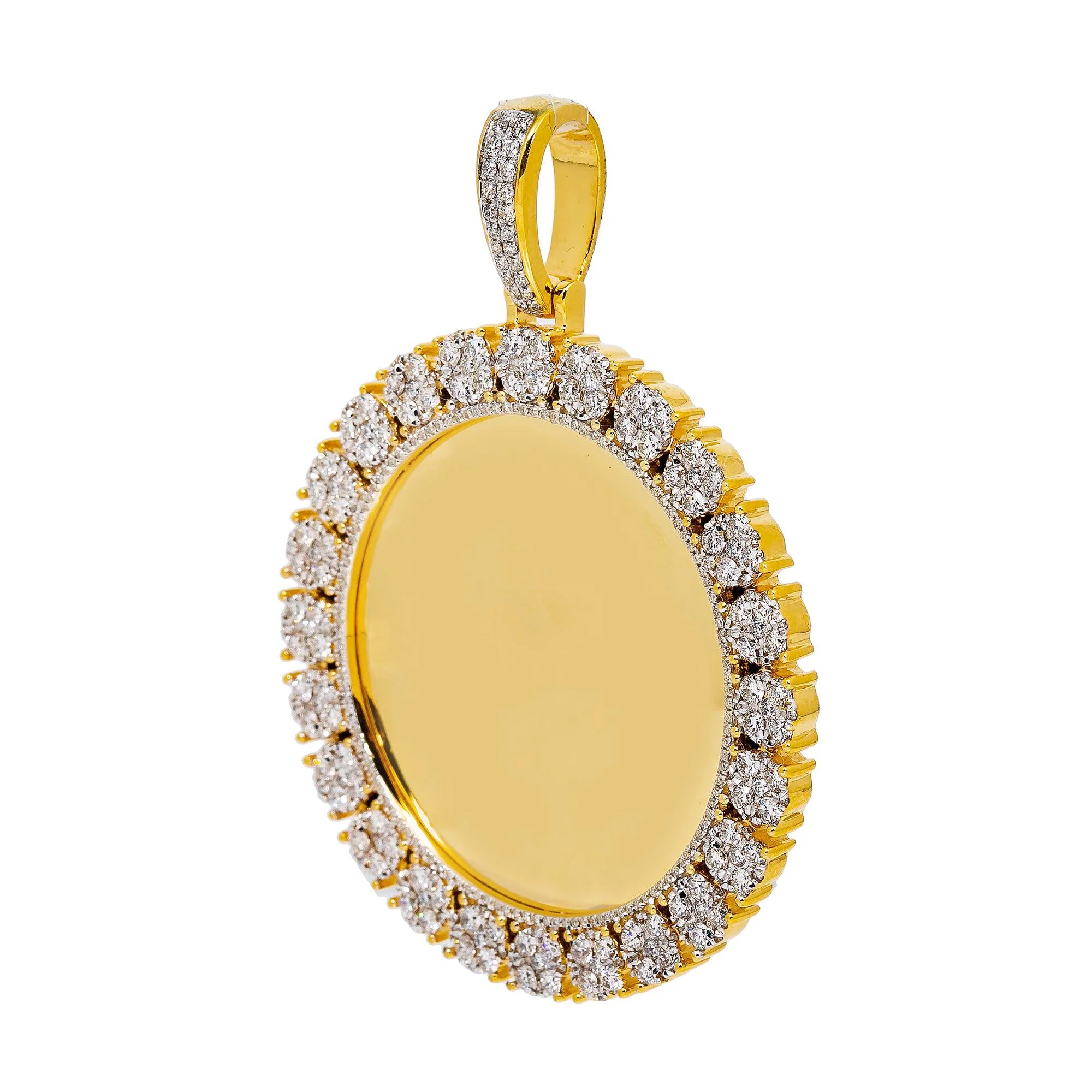 14K WHITE GOLD CIRCLE PICTURE PENDANT WITH 3.85 CT DIAMONDS - Image 3
