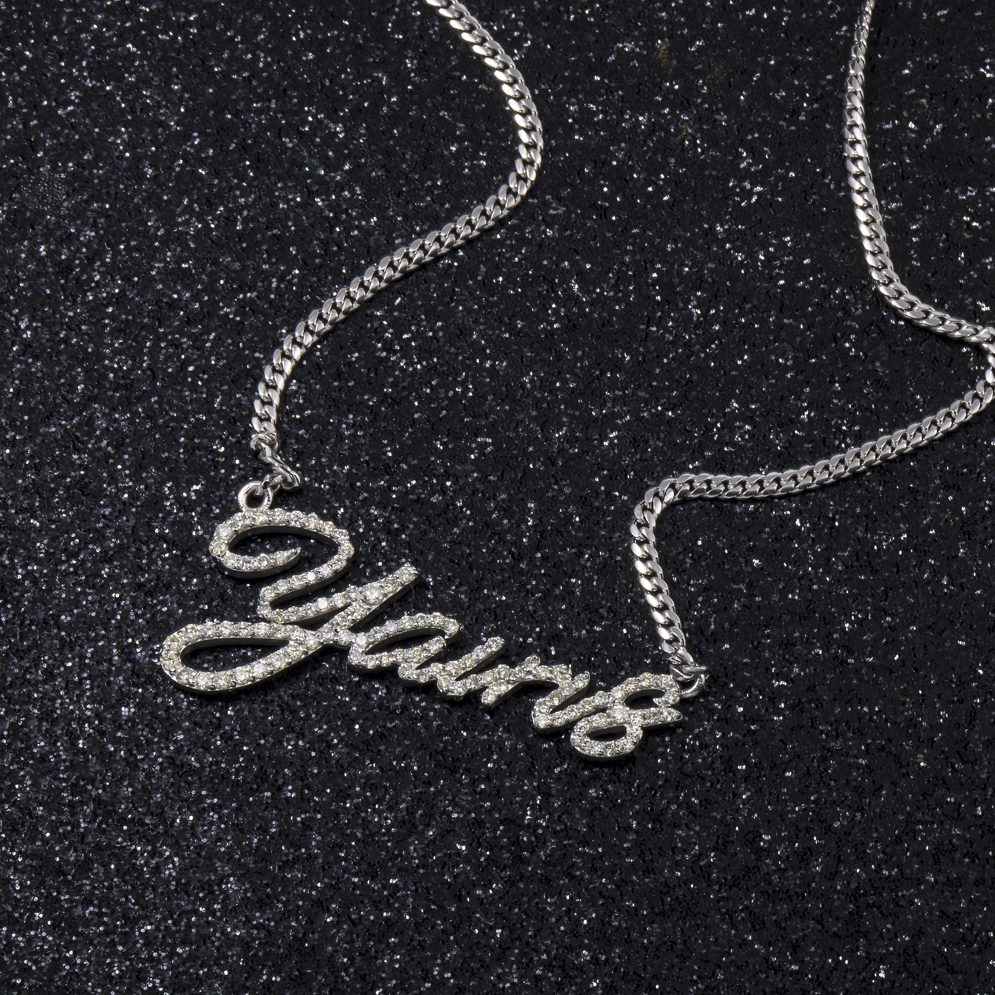 10K WHITE GOLD DIAMOND CUSTOM NAME NECKLACE 0.56 CT - Image 4