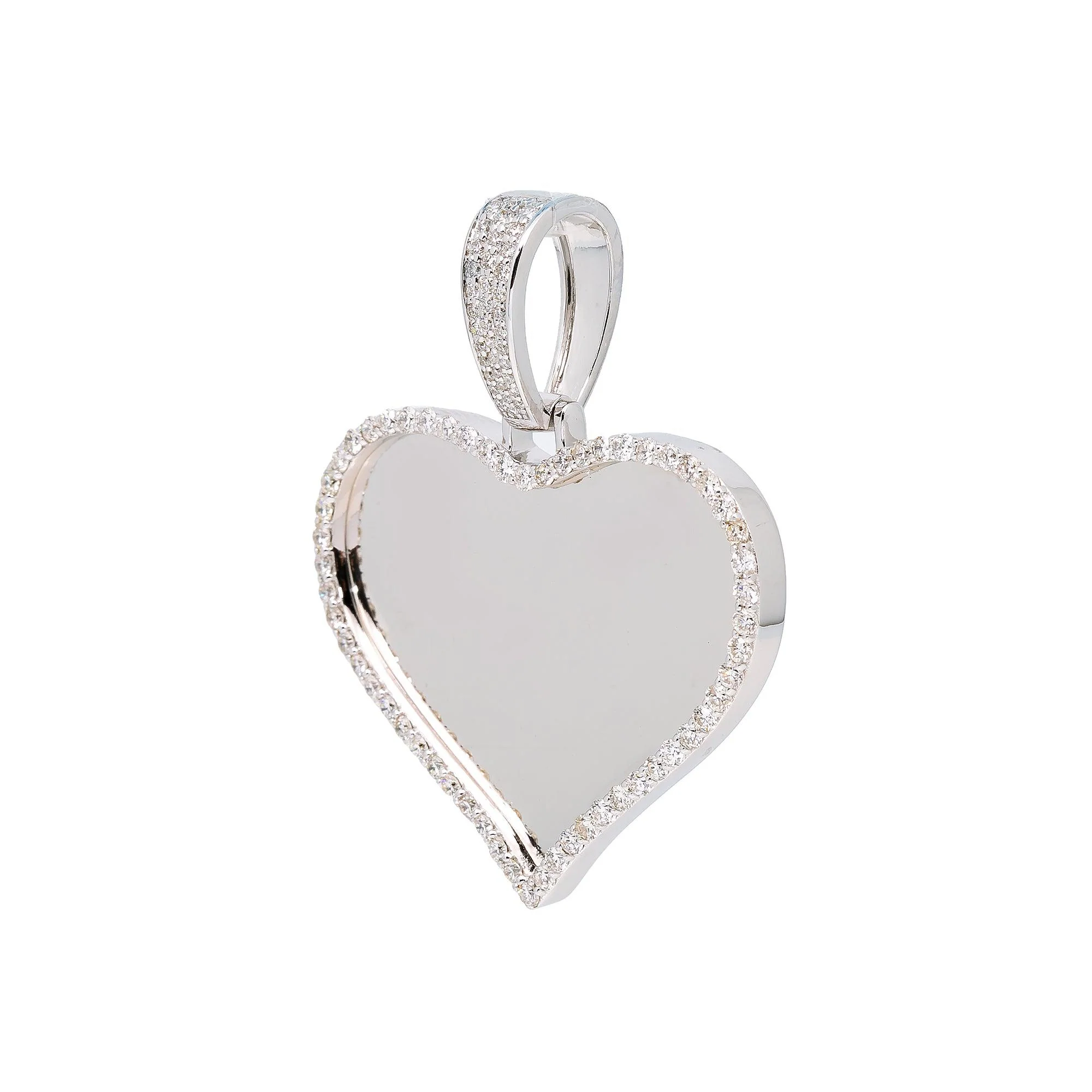 10K WHITE GOLD CUSTOM DIAMOND HEART PICTURE PENDANT 1.35 CT - Image 3