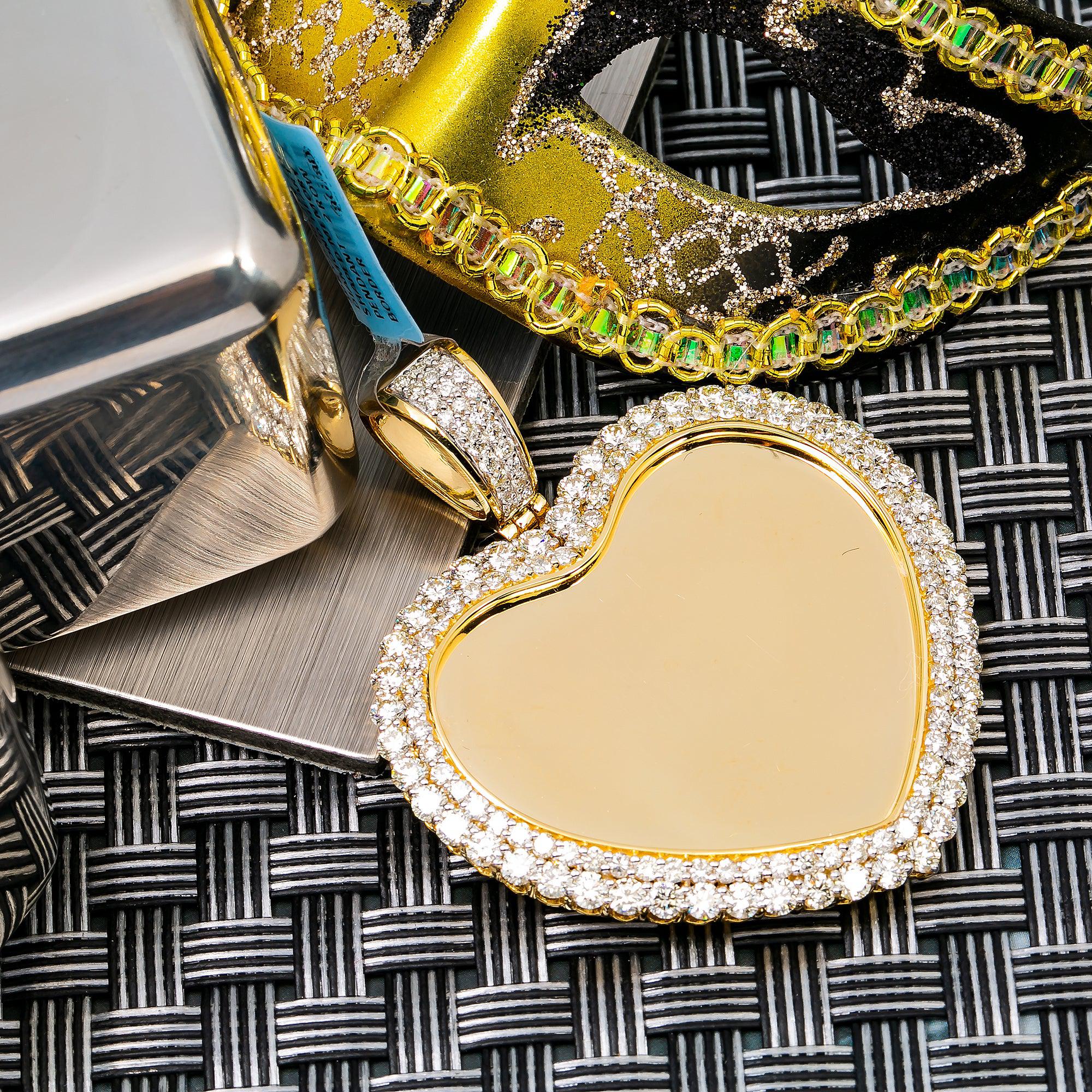 10K YELLOW GOLD DIAMOND HEART PICTURE PENDANT 6 CT - Image 4