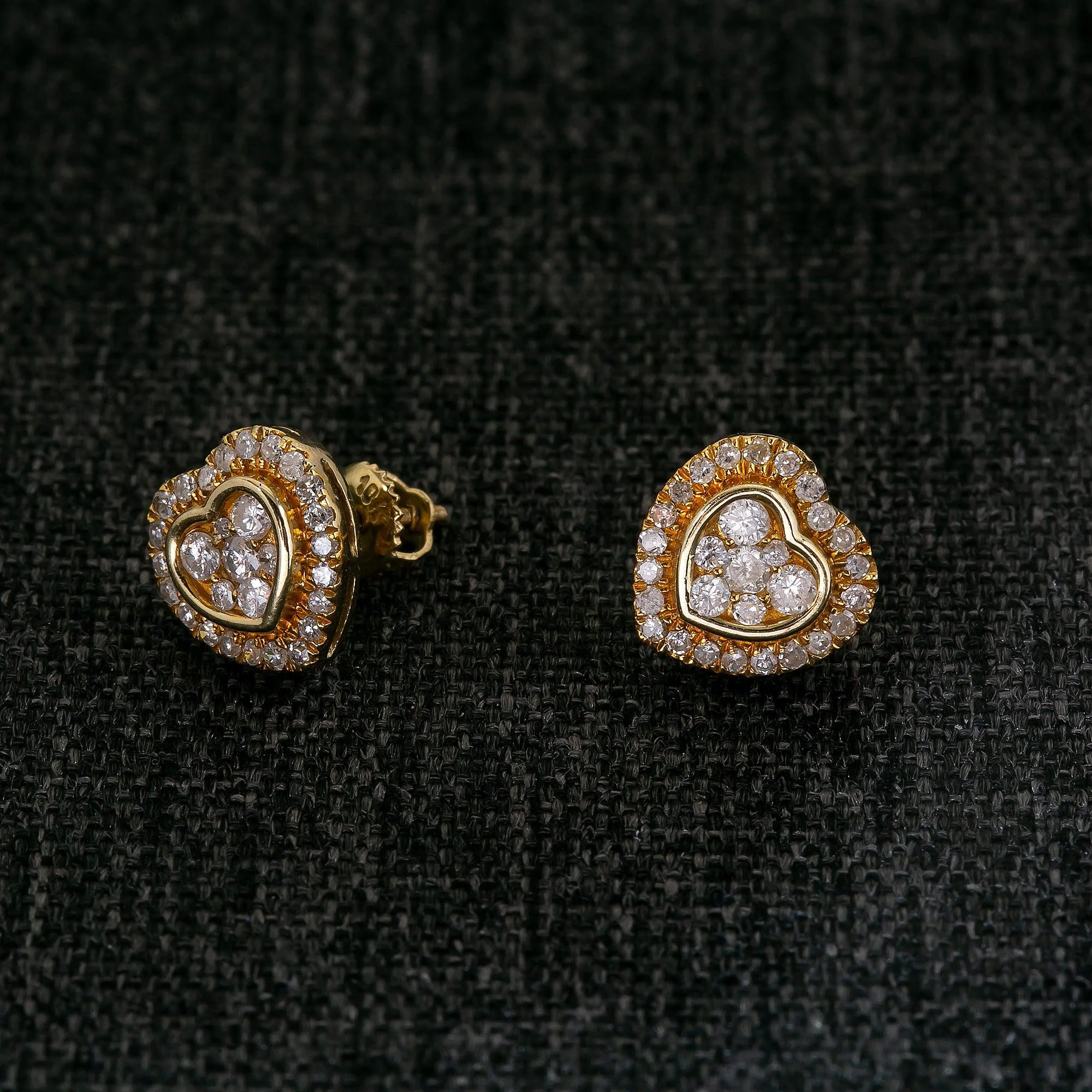 10K GOLD HEART EARRINGS WITH 0.56 CTW DIAMONDS - Image 5