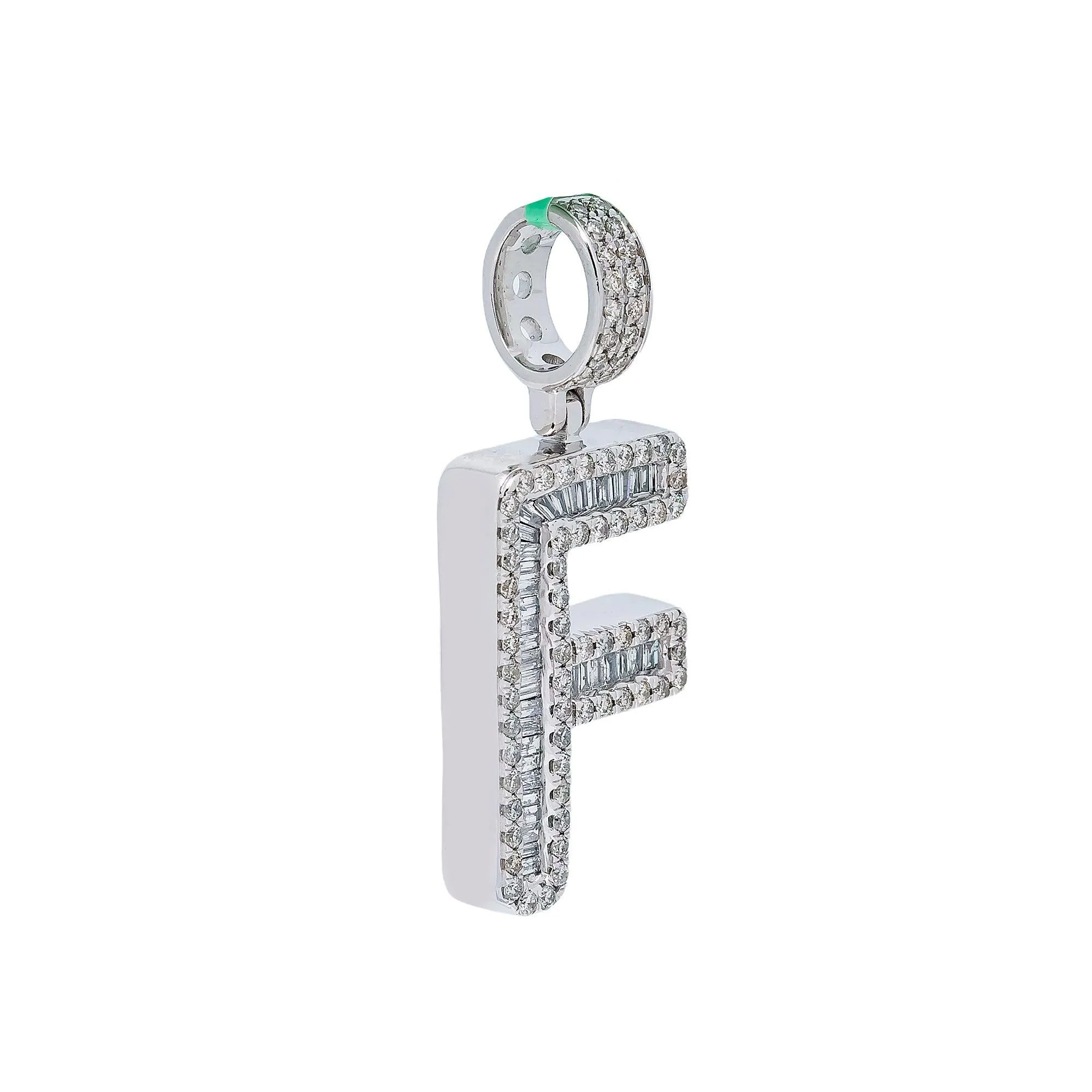 10K WHITE GOLD LETTER F PENDANT WITH 2.35 CT DIAMONDS - Image 3