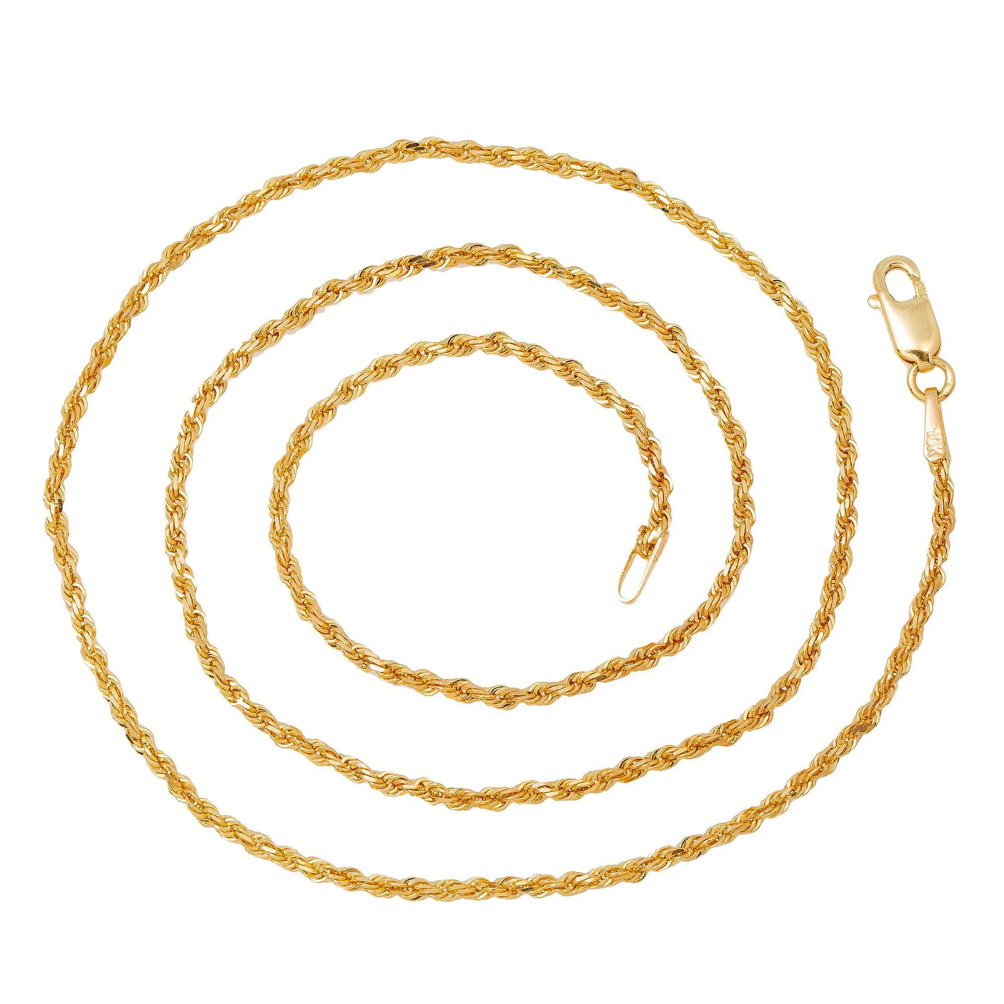 10K Yellow Gold 1.5mm Solid Rope Chain Available In Sizes 16"-26" - Image 5