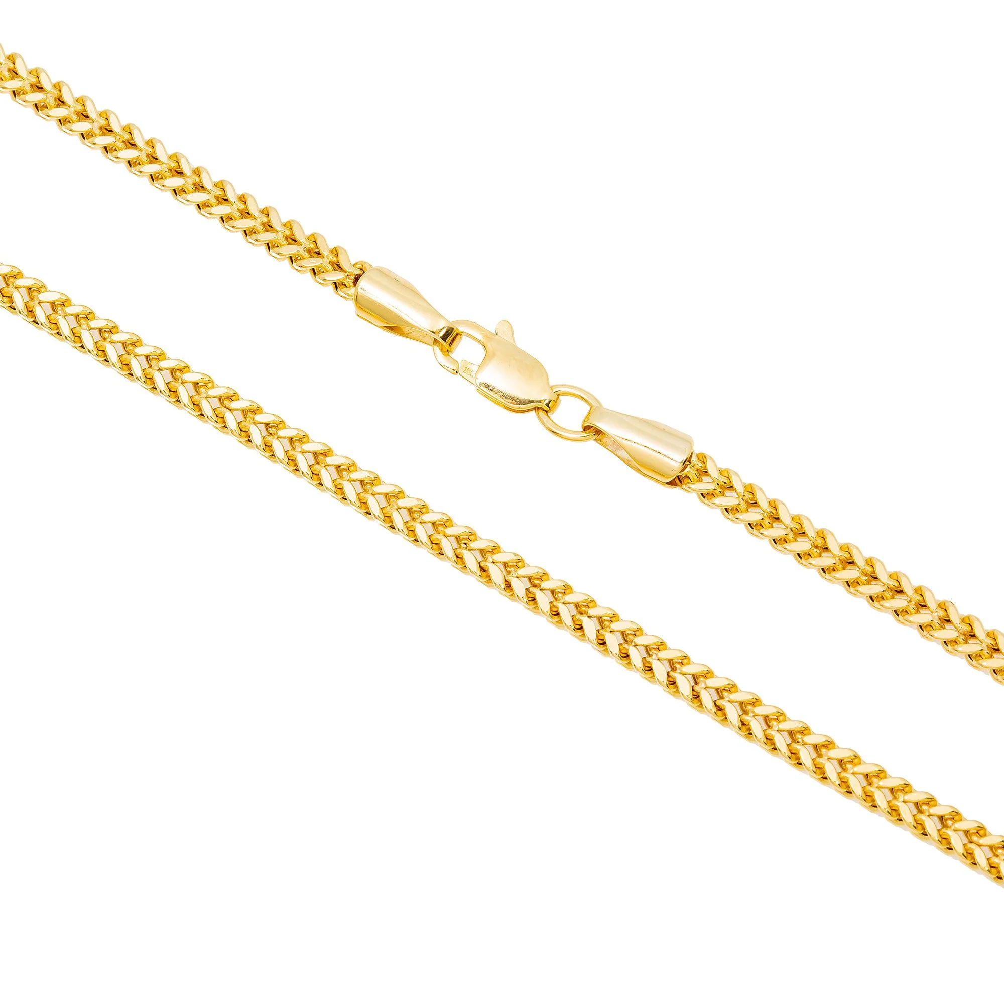 10K Yellow Gold 2.35mm Hollow Box Franco Chain Available In Sizes 18"-26" - Image 3