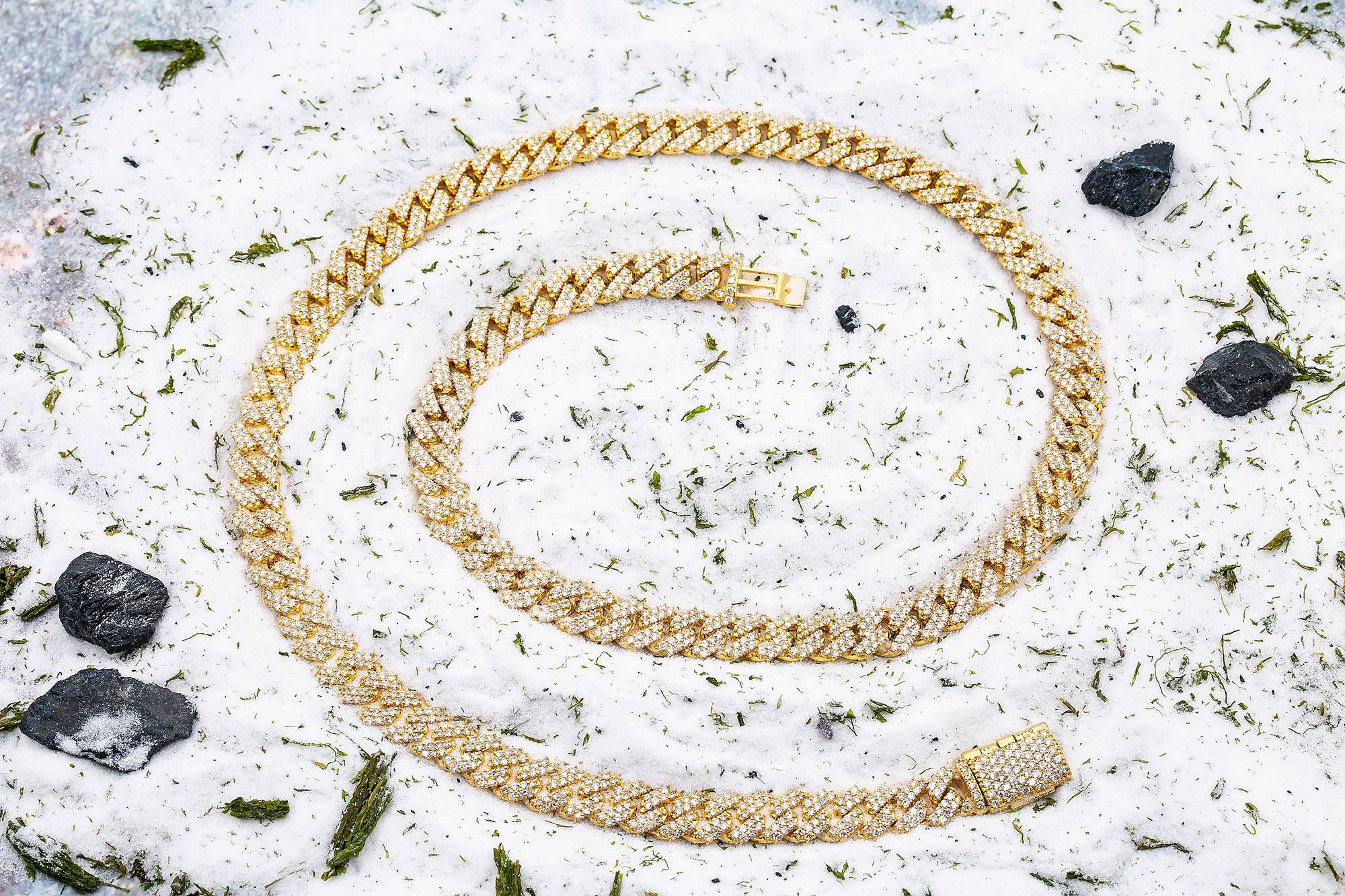 10K YELLOW GOLD 22" CUBAN CHAIN WITH 15.60 CT DIAMONDS - Image 4