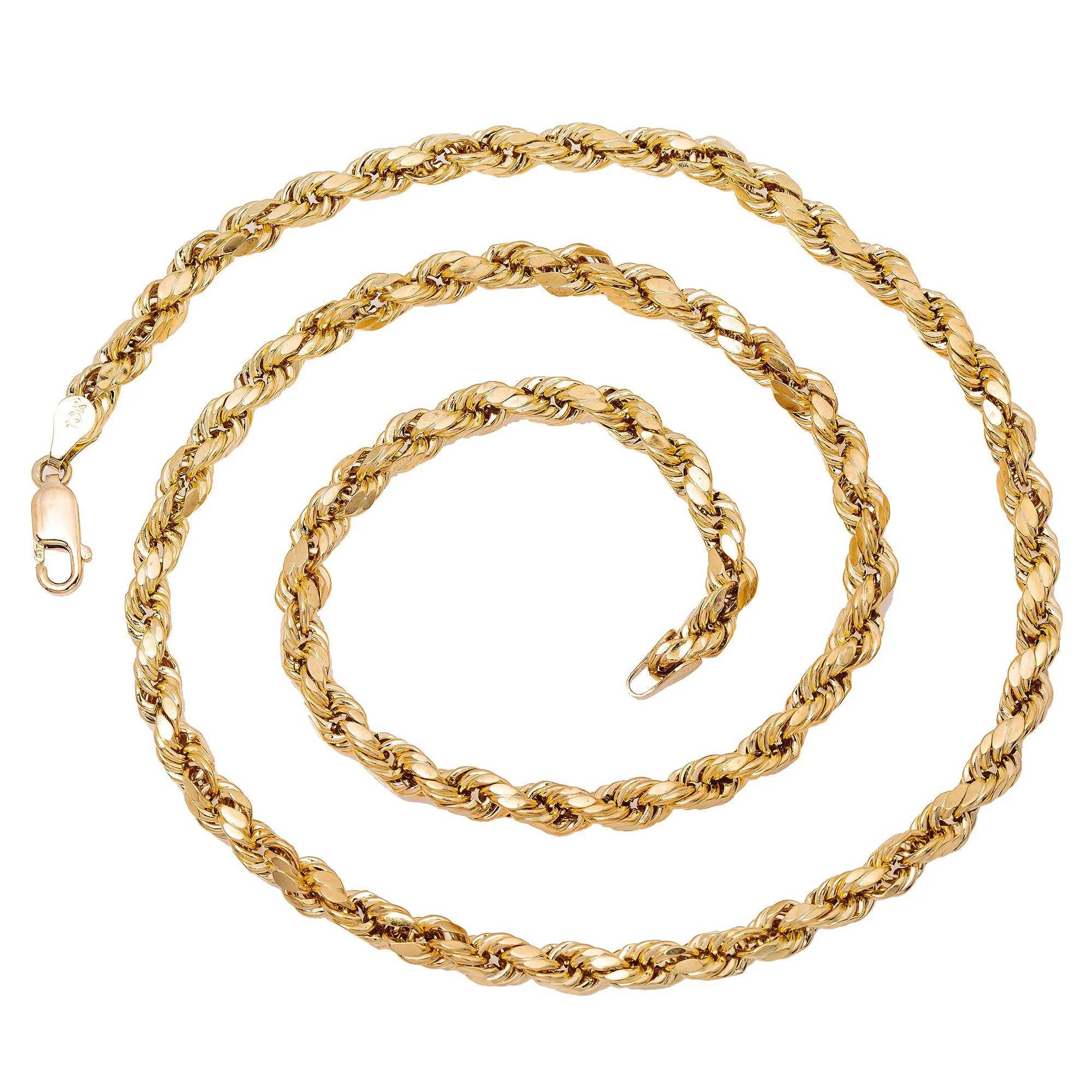 10K Yellow Gold 3.77mm Hollow Rope Chain Available In Sizes 18"-26" - Image 5
