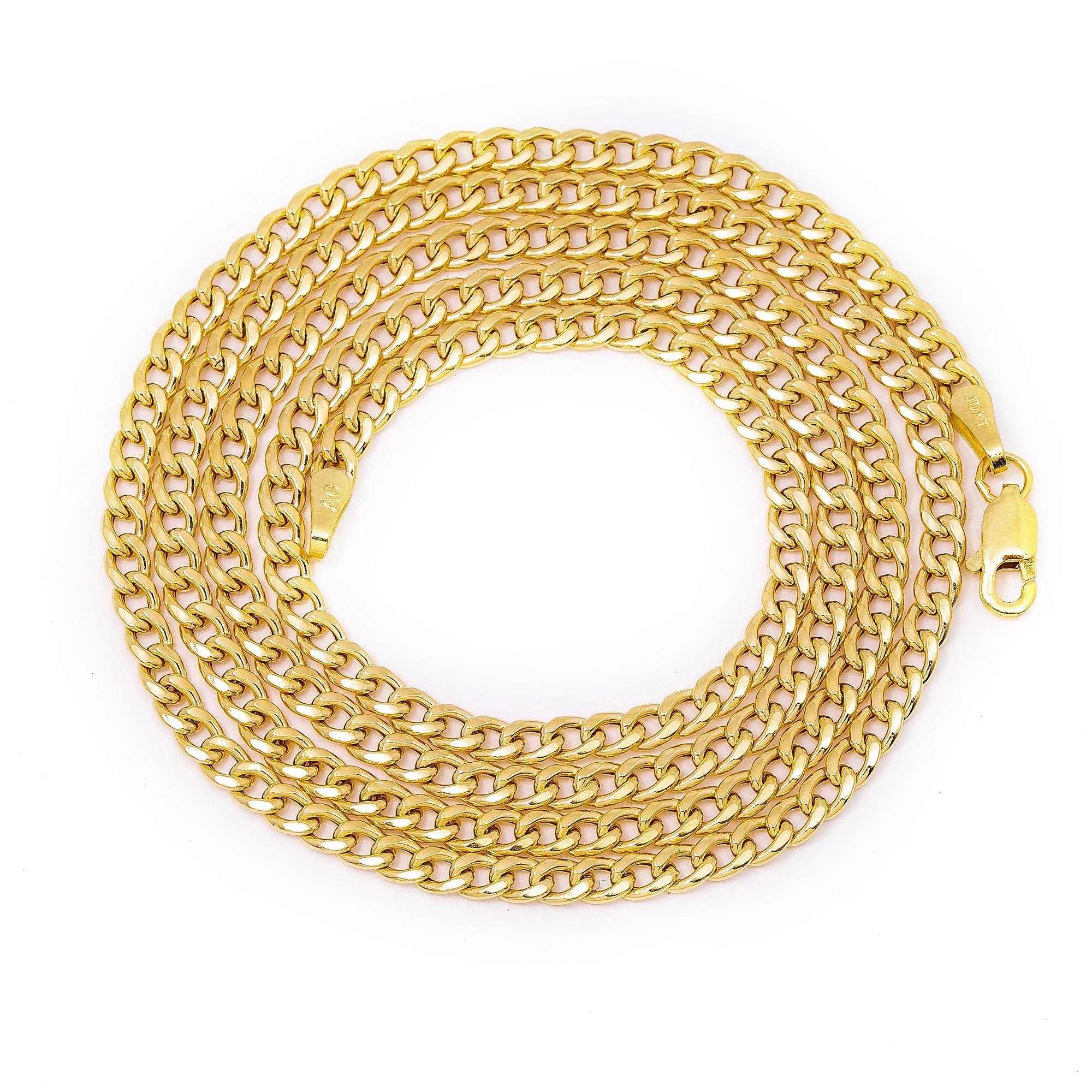 10K Yellow Gold 3mm Hollow Cuban Chain Available In Sizes 18"-26" - Image 5