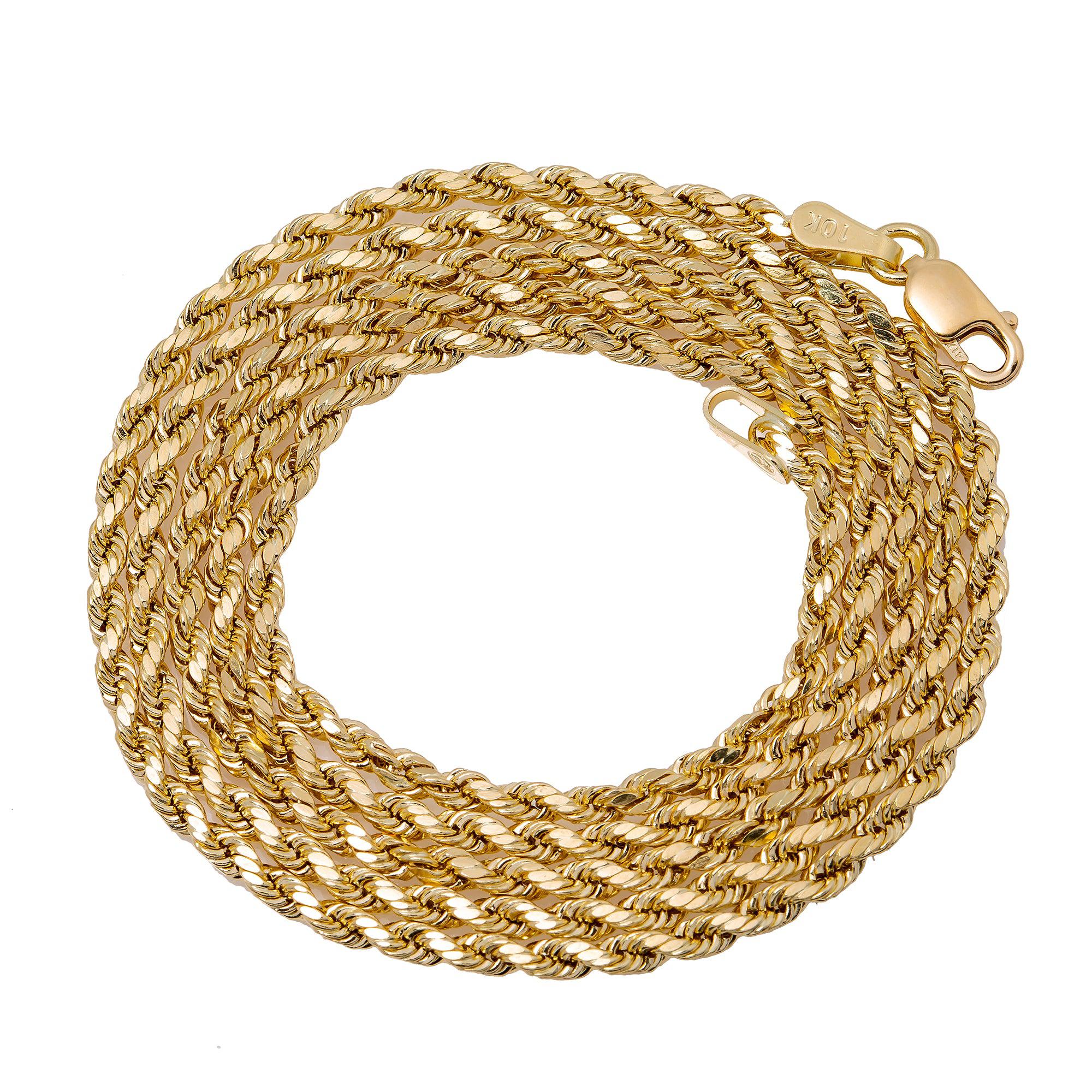 10K Yellow Gold 3mm Hollow Rope Chain Available In Sizes 18"-26" - Image 5