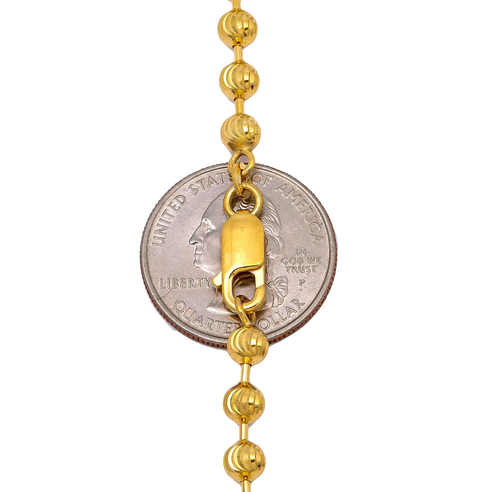 10K Yellow Gold 4.18mm Moon Bead Chain Available In Size 18"-26" - Image 7