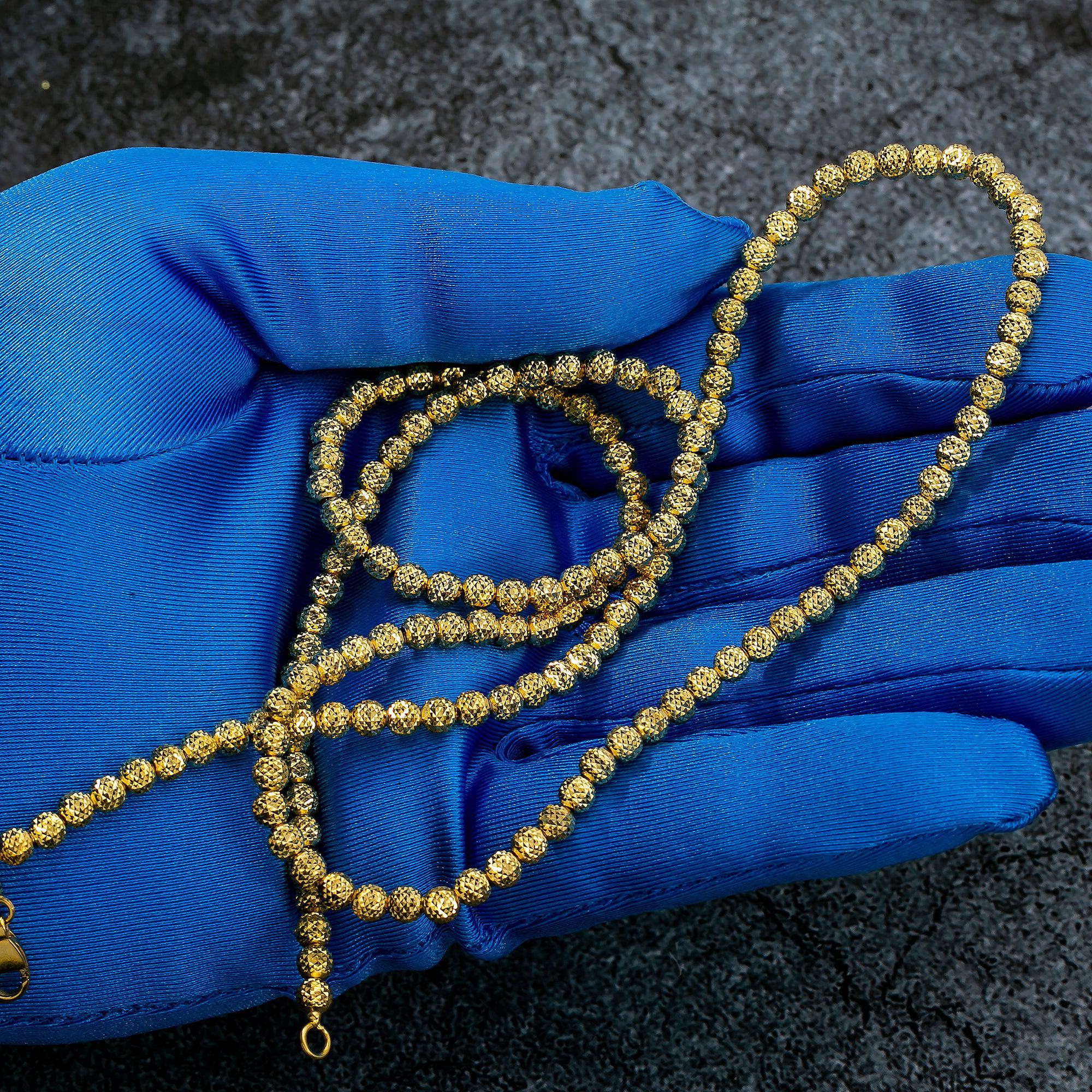 10K YELLOW GOLD 4MM MOON BEAD CHAIN - Image 2