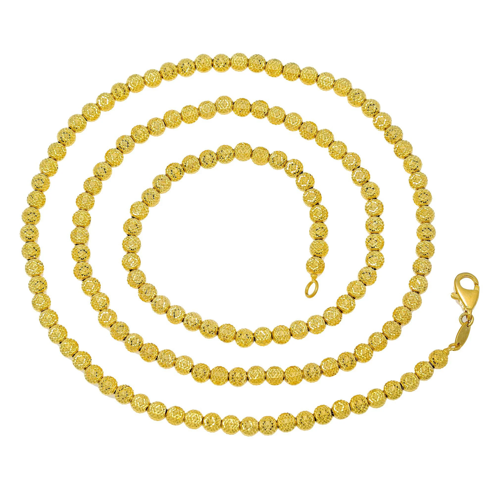 10K YELLOW GOLD 4MM MOON BEAD CHAIN - Image 4