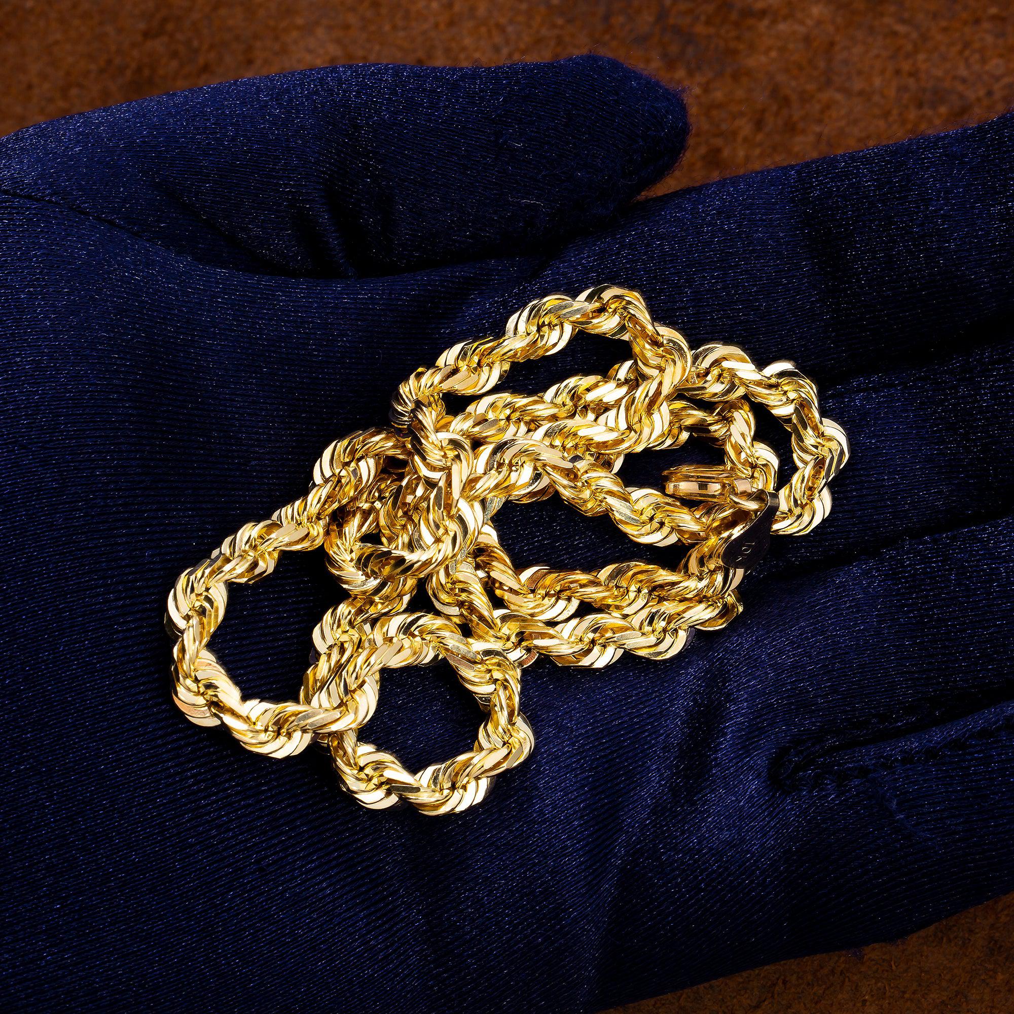 10K Yellow Gold 5.08mm Solid Rope Chain Available In Sizes 18"-26" - Image 6