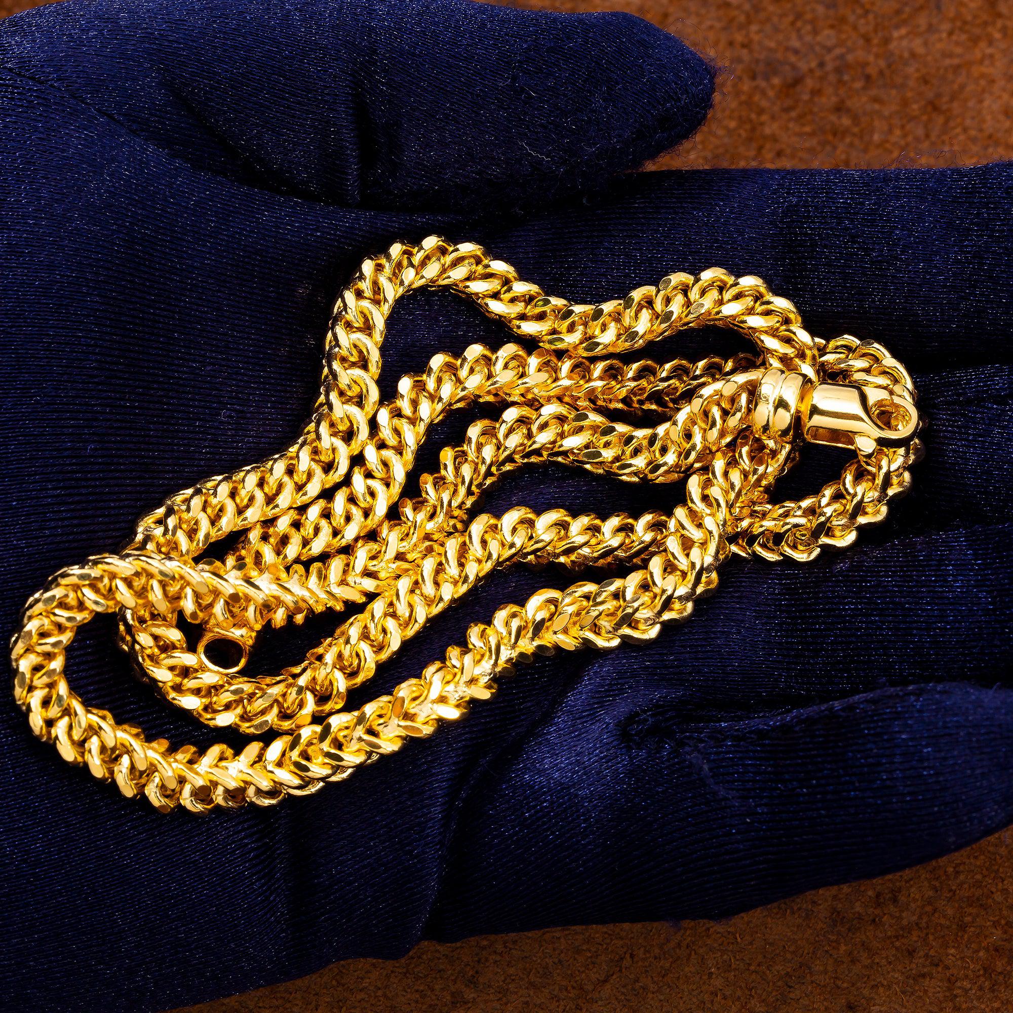 10K Yellow Gold 5.13mm Hollow Box Franco Chain Available In Sizes 18"-26" - Image 6