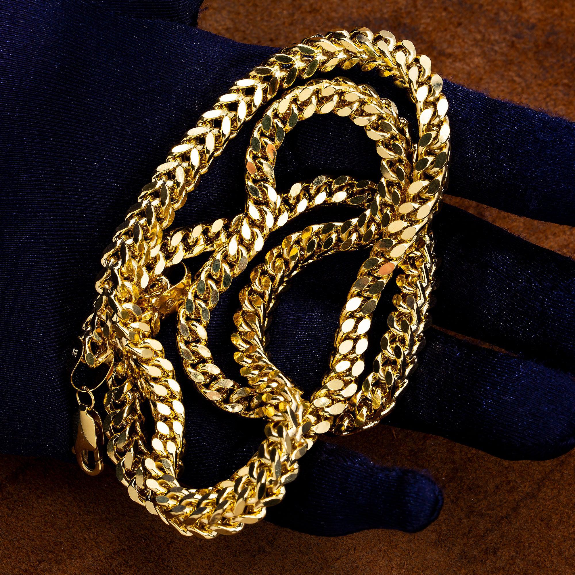 10K Yellow Gold 7.32mm Hollow Box Franco Chain Available In Sizes 18"-26" - Image 2