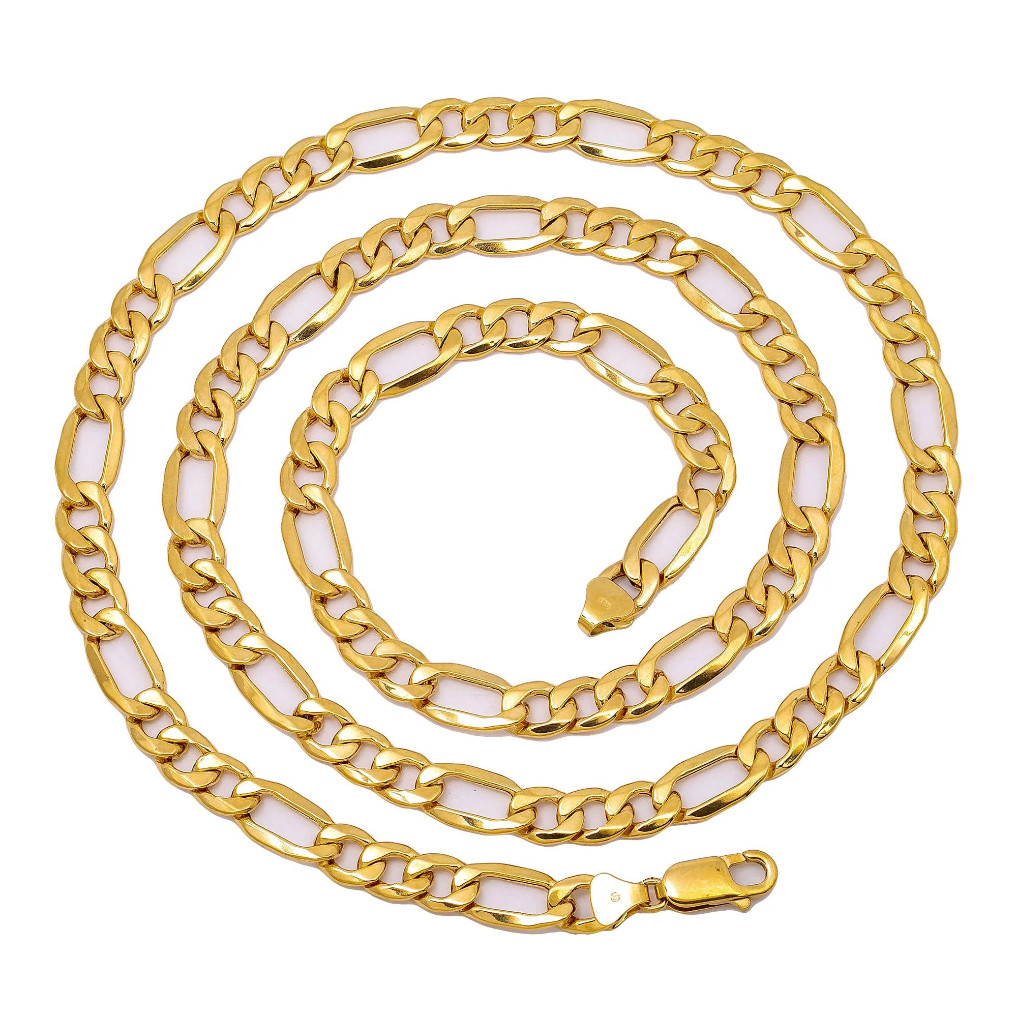 10K Yellow Gold 7mm Hollow Figaro Chain - Image 5