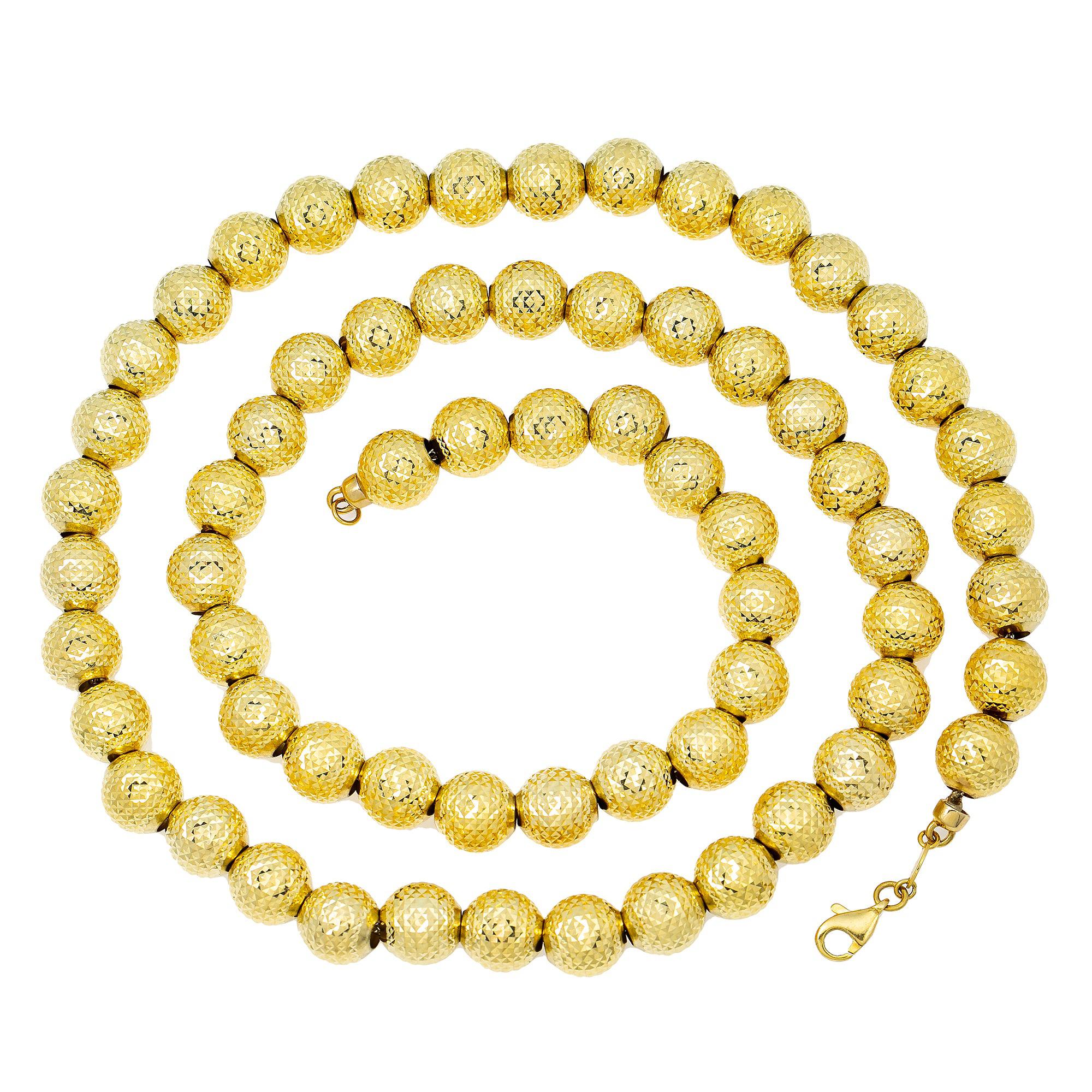 10k Yellow Gold 8mm Moon Bead Chain Available In Sizes 18"-26" - Image 4